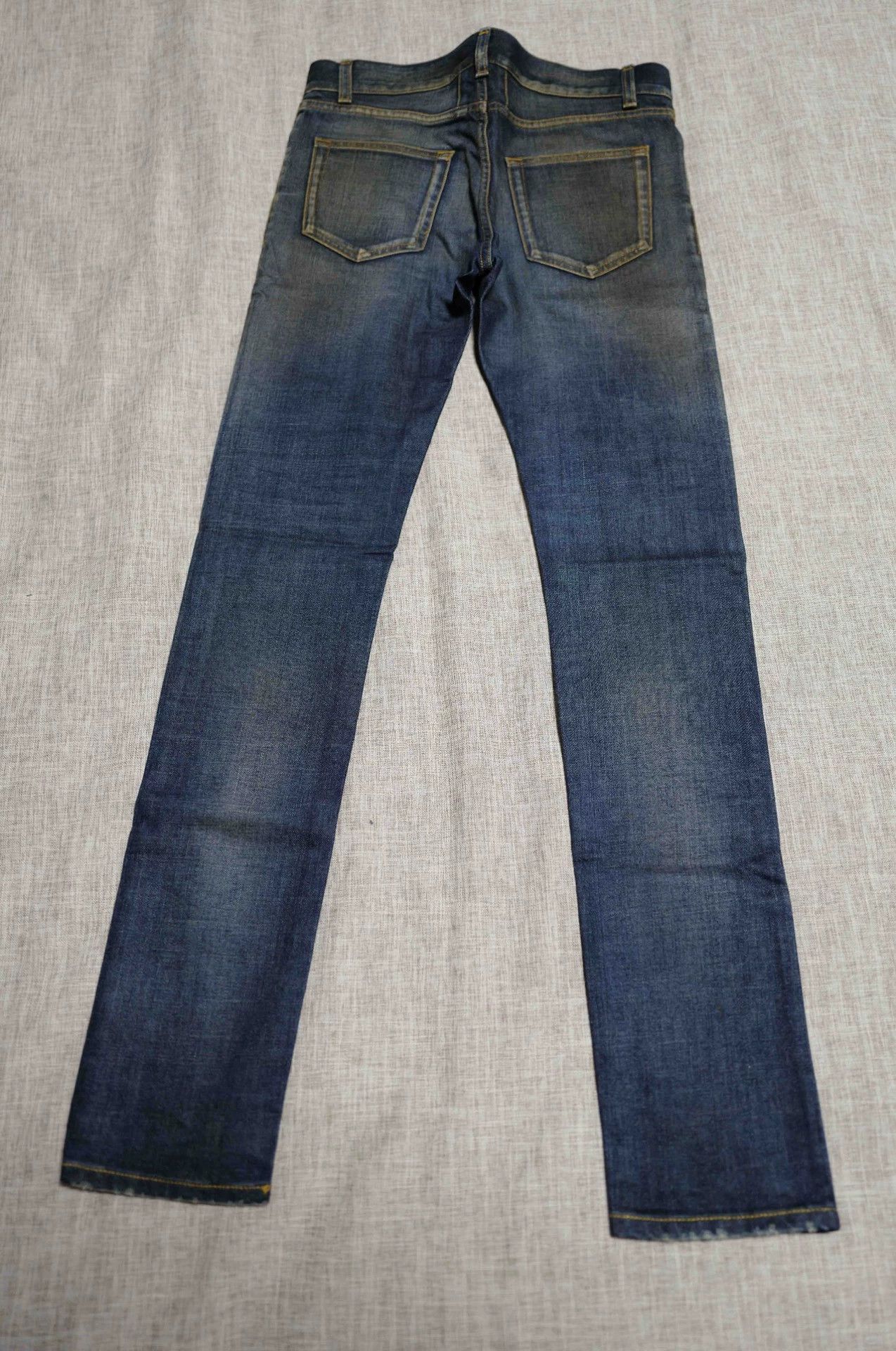 Saint Laurent Paris SLP 13AW Blue D02 Washed Oil Stain Distressed Jeans Size US 29 - 2 Thumbnail