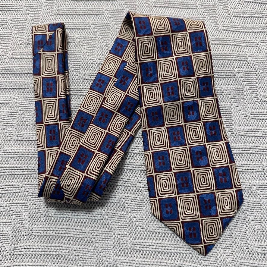 Guy Laroche Vintage Guy Laroche blue and beige abstract 80s silk tie Size ONE SIZE - 1 Thumbnail