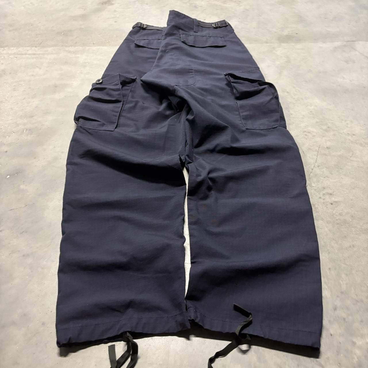 Japanese Brand × Vintage Crazy Vintage Y2K/2000s Baggy Navy Blue Skater Cargo Pants! Size US 33 - 4 Thumbnail