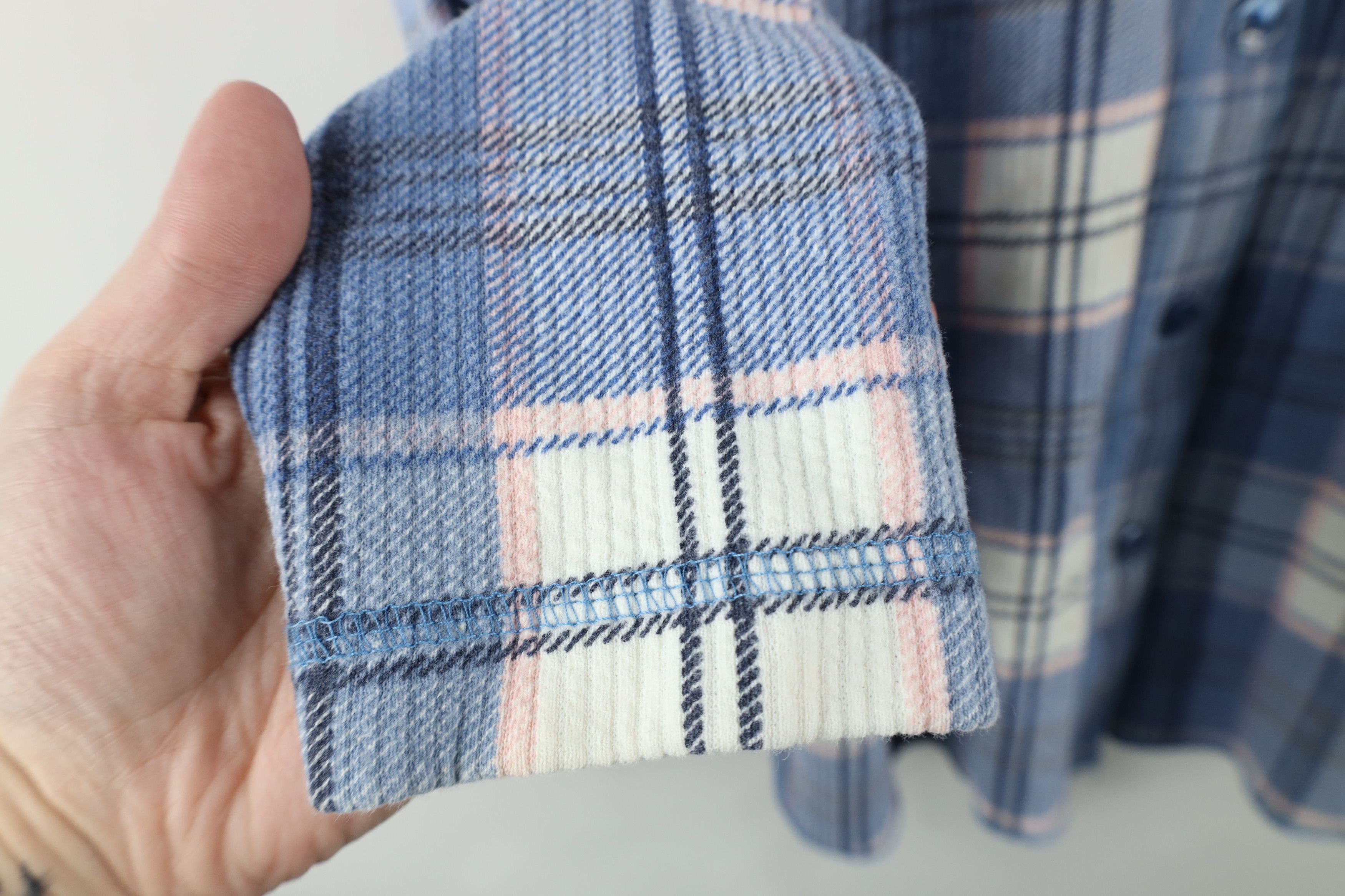 Vintage Vintage 90s Streetwear Ribbed Flannel Collared Button Shirt Size L / US 10 / IT 46 - 4 Thumbnail