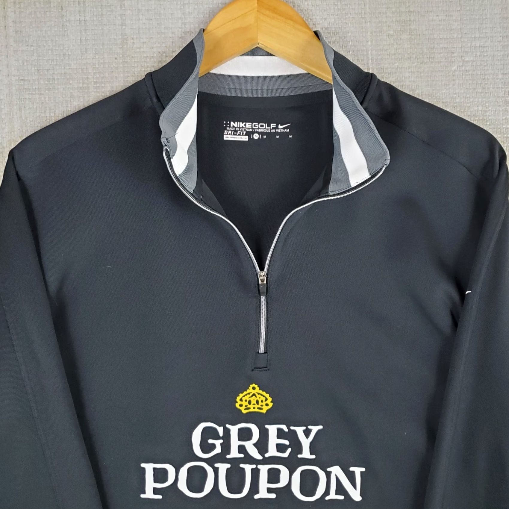 Nike Nike Golf Windbreaker Pullover 1/2 Zip Dri-Fit Mens Medium Black Two Sided Grey Poupon Logo Two Sided 100% Polyester Size US M / EU 48-50 / 2 - 3 Thumbnail