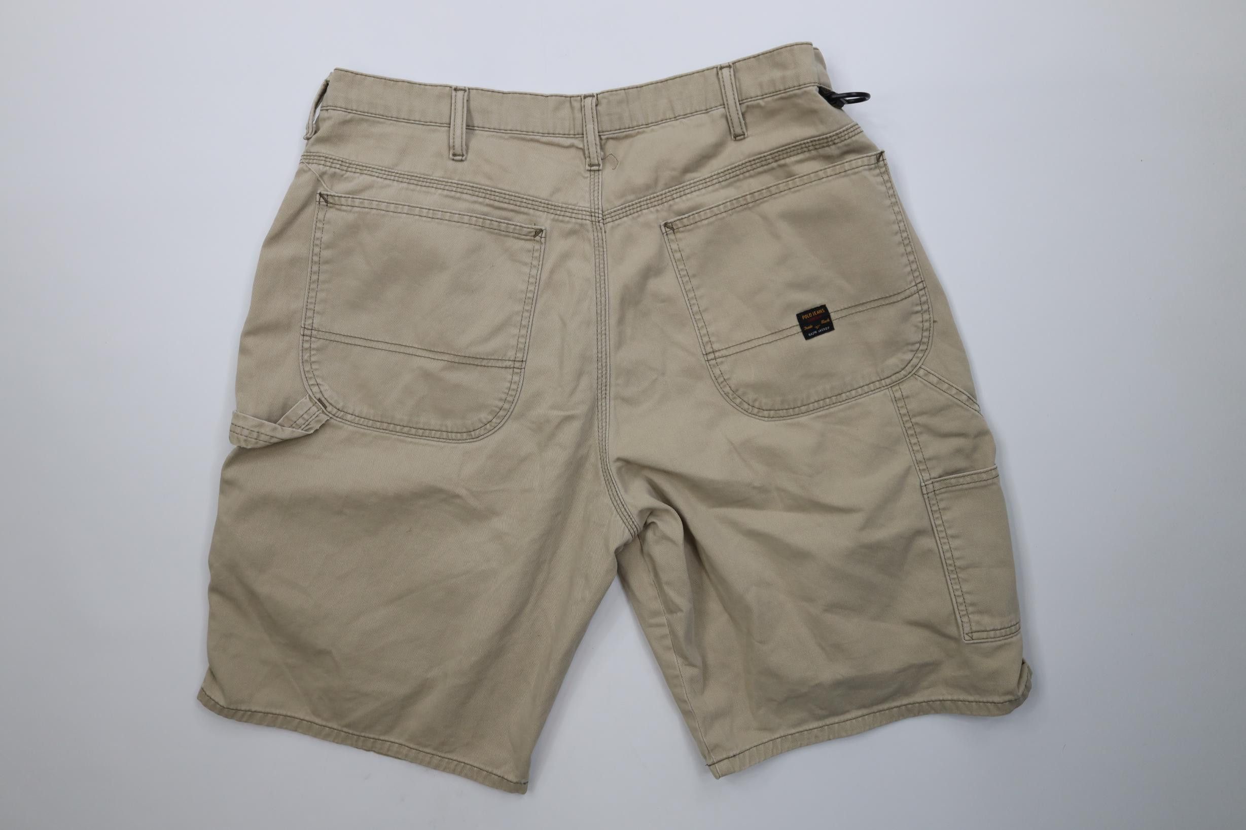 Polo Ralph Lauren Vintage 90s Ralph Lauren Baggy Carpenter Shorts Beige Cotton Size US 34 / EU 50 - 10 Thumbnail
