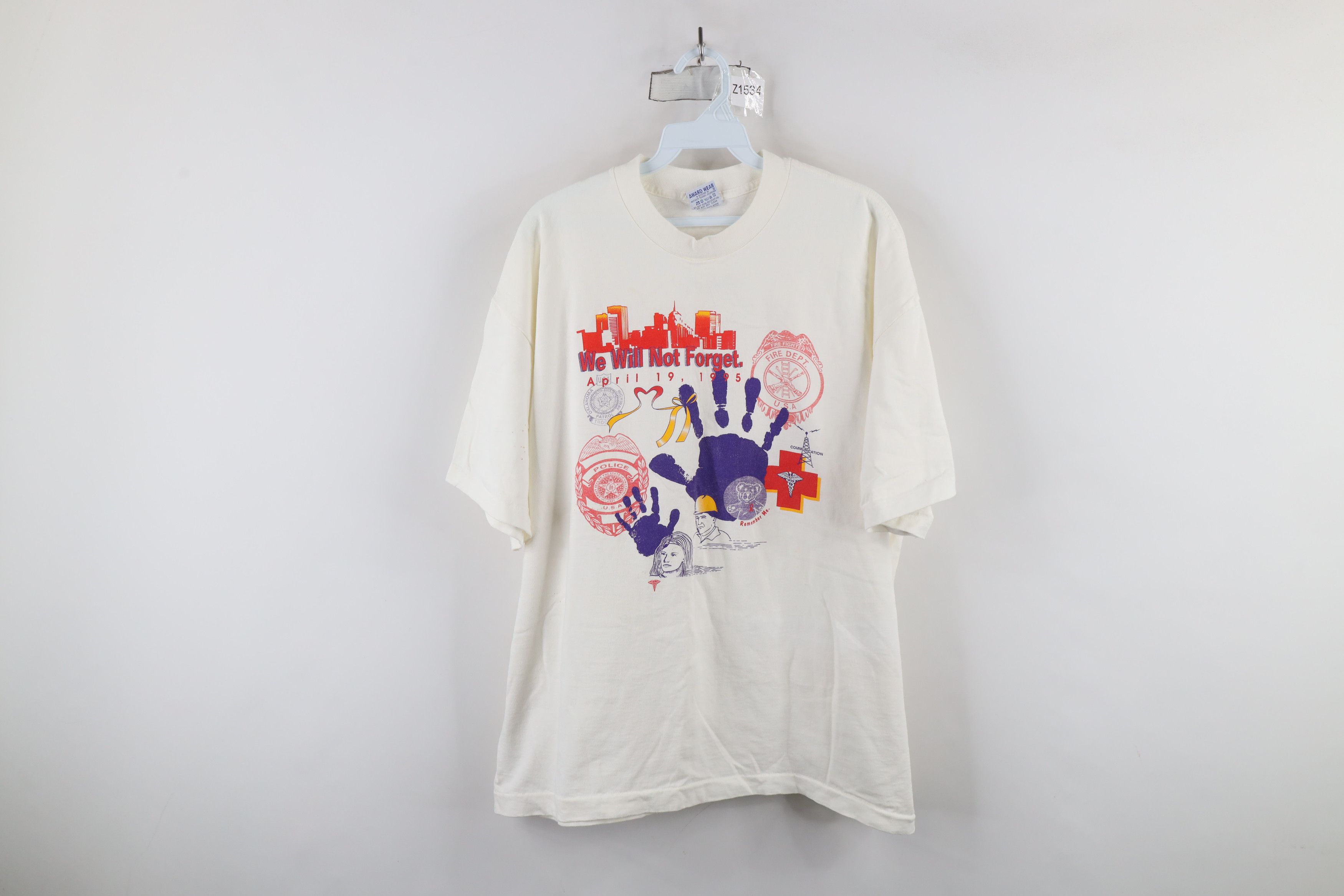 Vintage Vintage 90s Oklahoma City Bombing Short Sleeve T-Shirt USA Size US XXL / EU 58 / 5 - 1 Thumbnail
