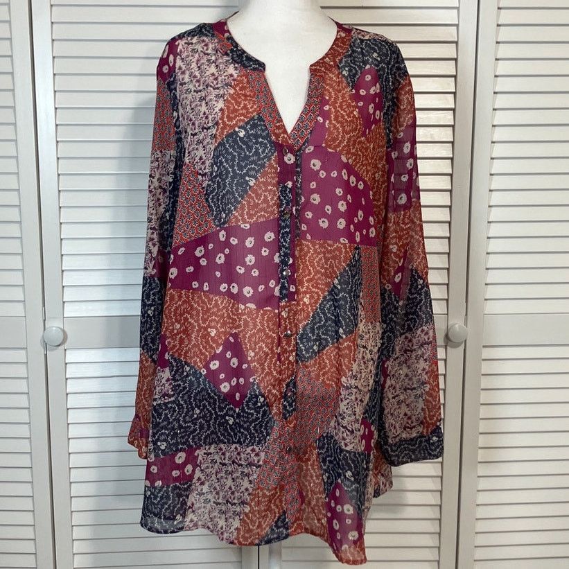 Other Tantrums Vintage Boho-Chic Patchwork Tunic Blouse Women XXL Size XXL / US 16-18 / IT 52-54 - 1 Thumbnail