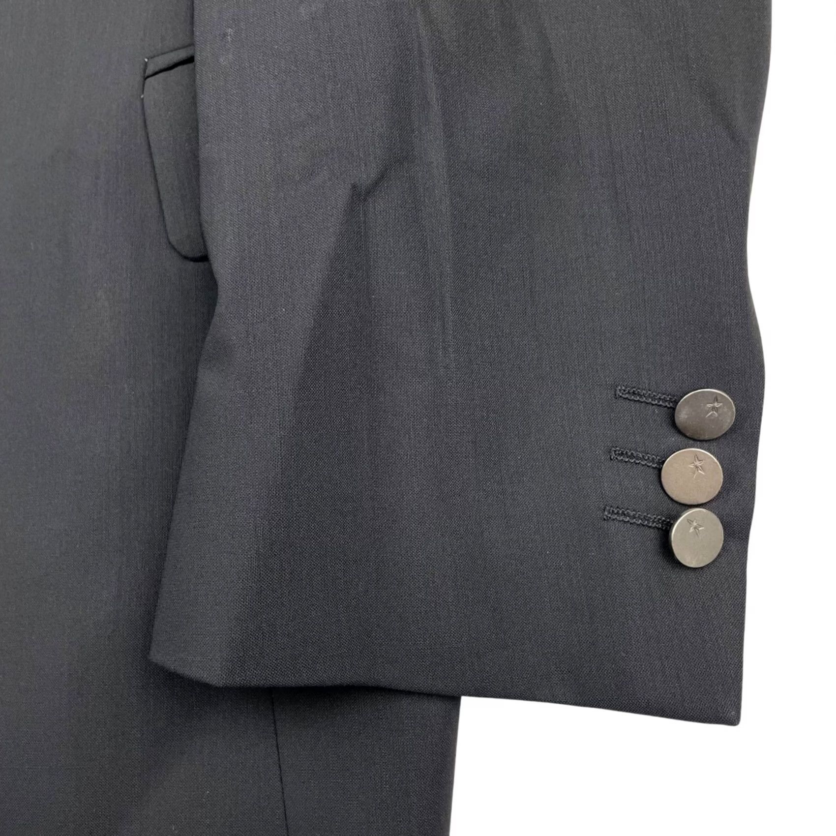 Thierry Mugler Thierry Muggler Men’s Suit 2 Piece Black 100% Wool 3-Button Blazer Flat Front Pants Long 42L US 52 EU Mens Size 34R - 4 Thumbnail