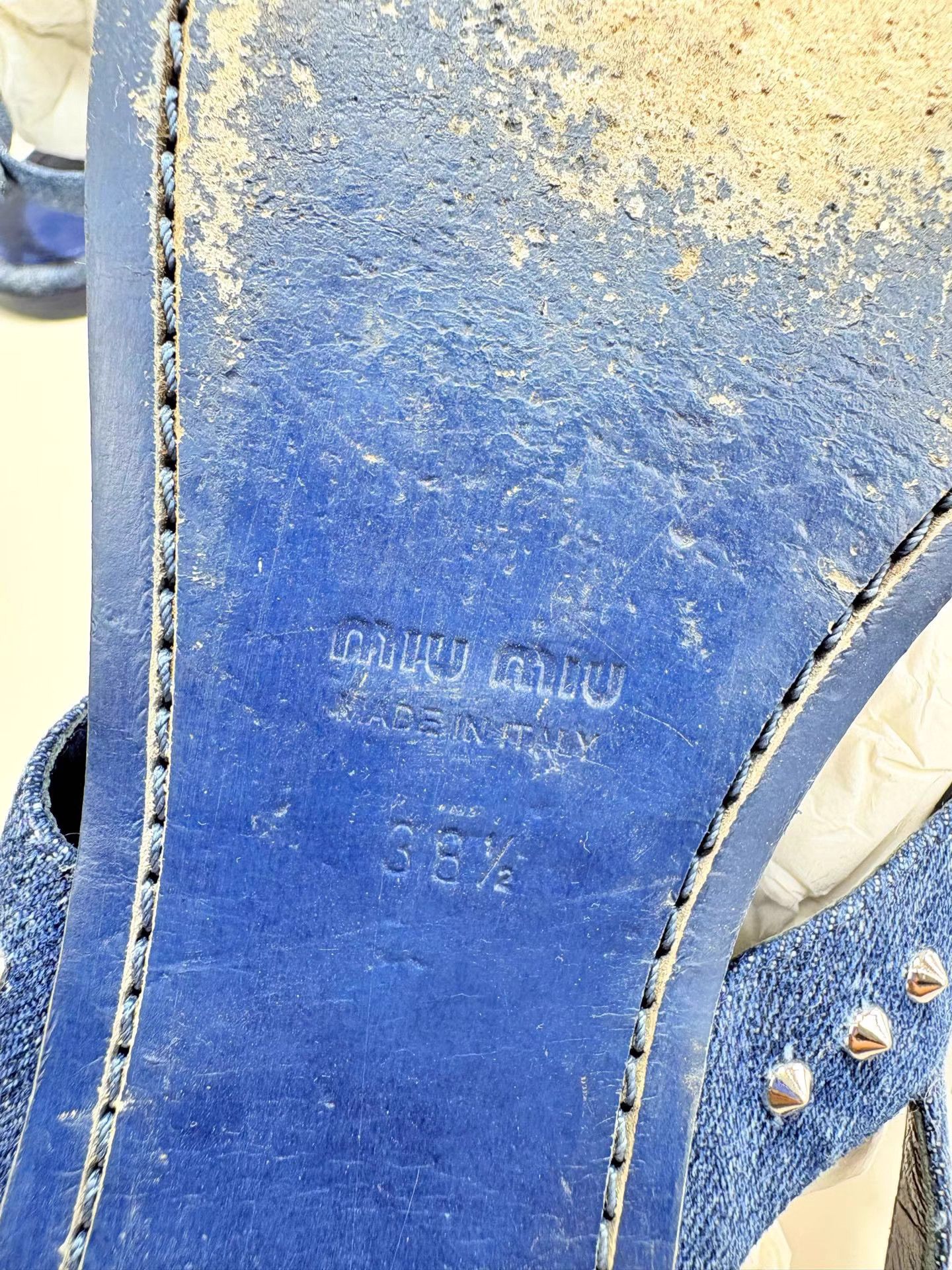 Miu Miu MIUMIU Denim Crystal Sandals K1 Size US 8.5 / IT 38.5 - 6 Thumbnail