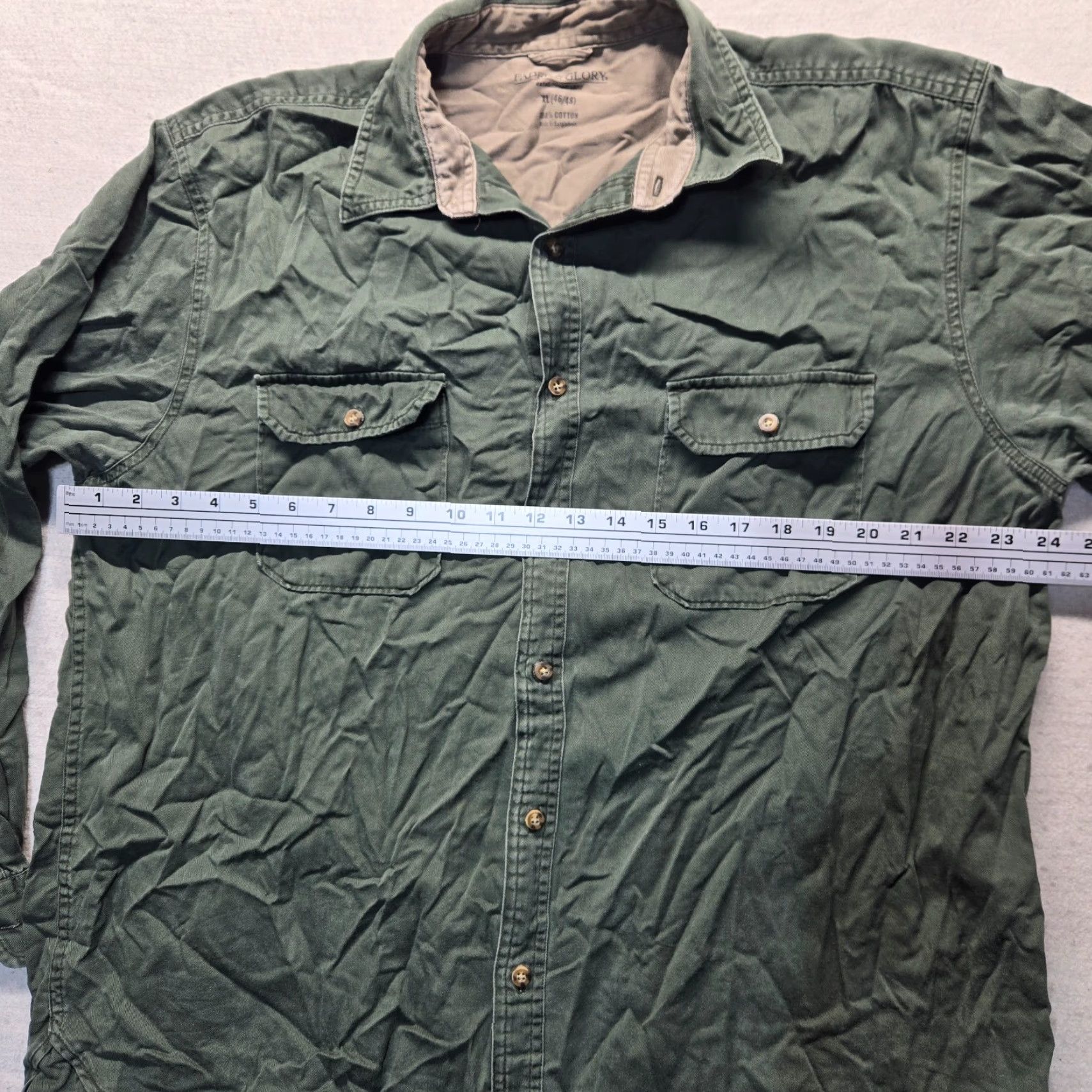 Faded Glory Faded Glory Shirt Denim Button-Up Green XL Mens Collared Long Sleeve Shirt Size US XL / EU 56 / 4 - 4 Thumbnail