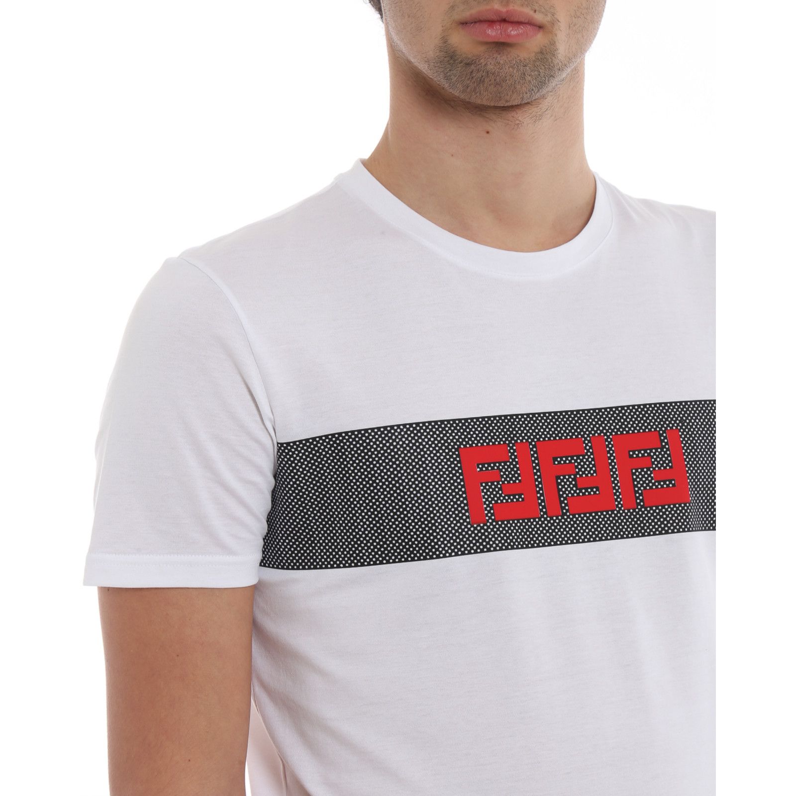 Fendi Fendi White Black Mesh Short Sleeve Cotton T-Shirt Medium M Size US M / EU 48-50 / 2 - 8 Thumbnail