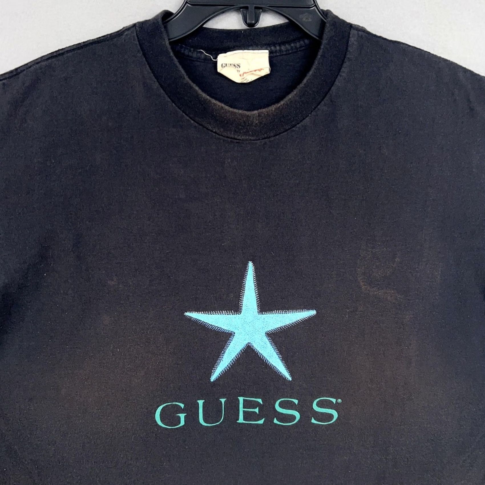 Guess VINTAGE GUESS Shirt Mens One Size XL Black Star Logo 90s USA Georges Marciano T-Shirt Short Sleeve Crew Neck Size US XL / EU 56 / 4 - 2 Thumbnail