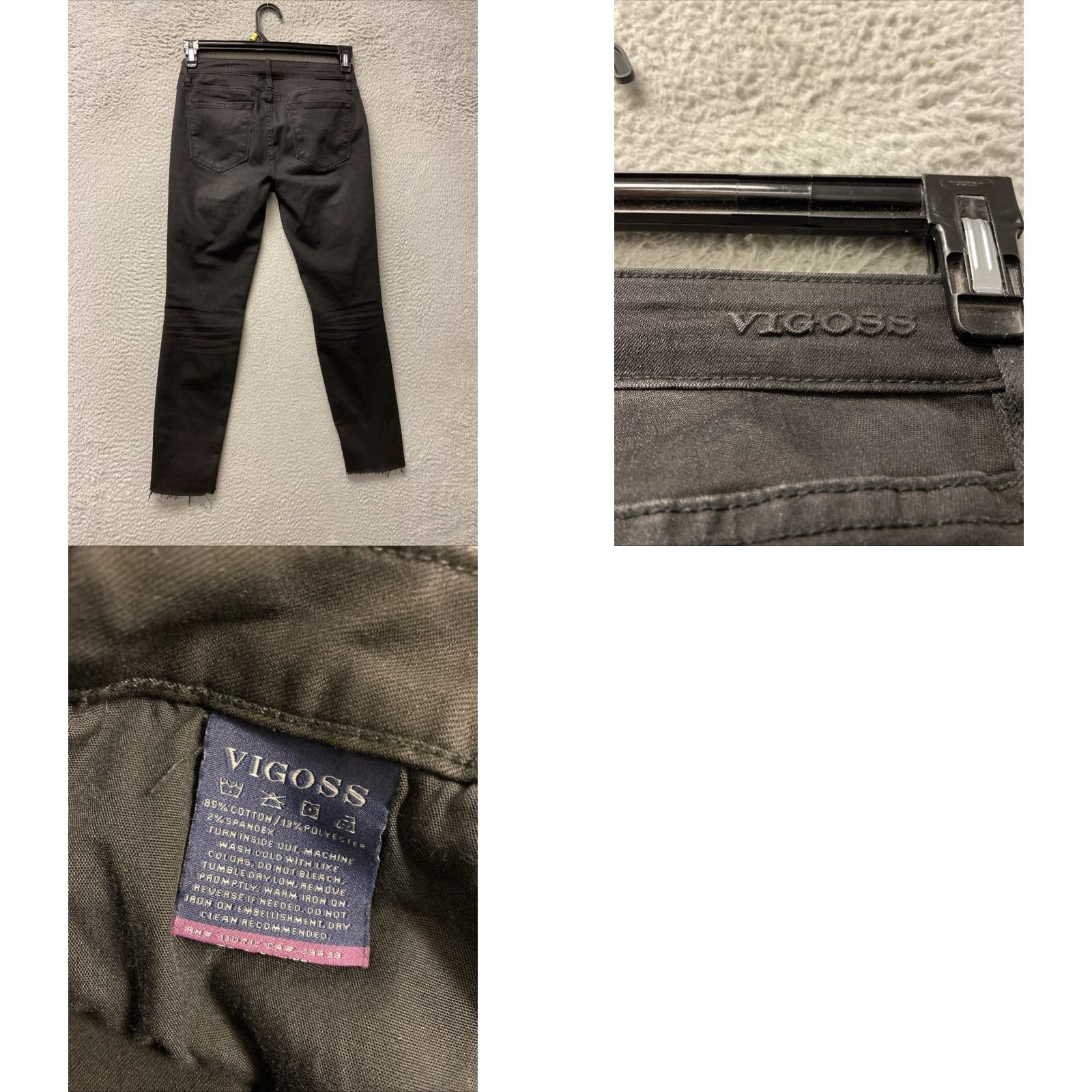 Vintage VINTAGE Vigoss Women’s Skinny Jeans Black Denim 25 Waist 28 Inseam Distressed Zipper Bootcut Size 42" / US 20 - 8 Thumbnail