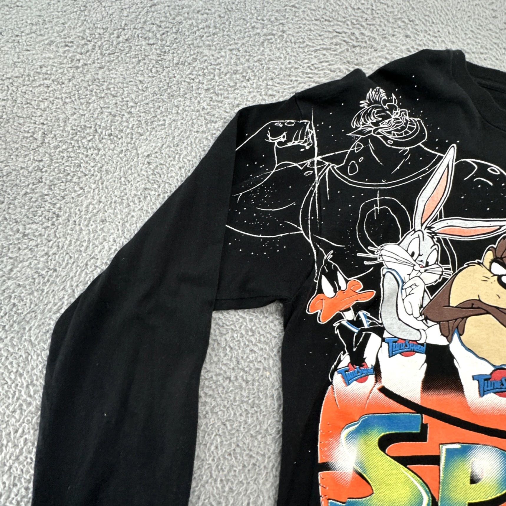 Vintage VTG Space Jam T-Shirt Long Sleeve Men L Black Cartoon Movie 1996 90s Slim Fit? Size US L / EU 52-54 / 3 - 6 Thumbnail