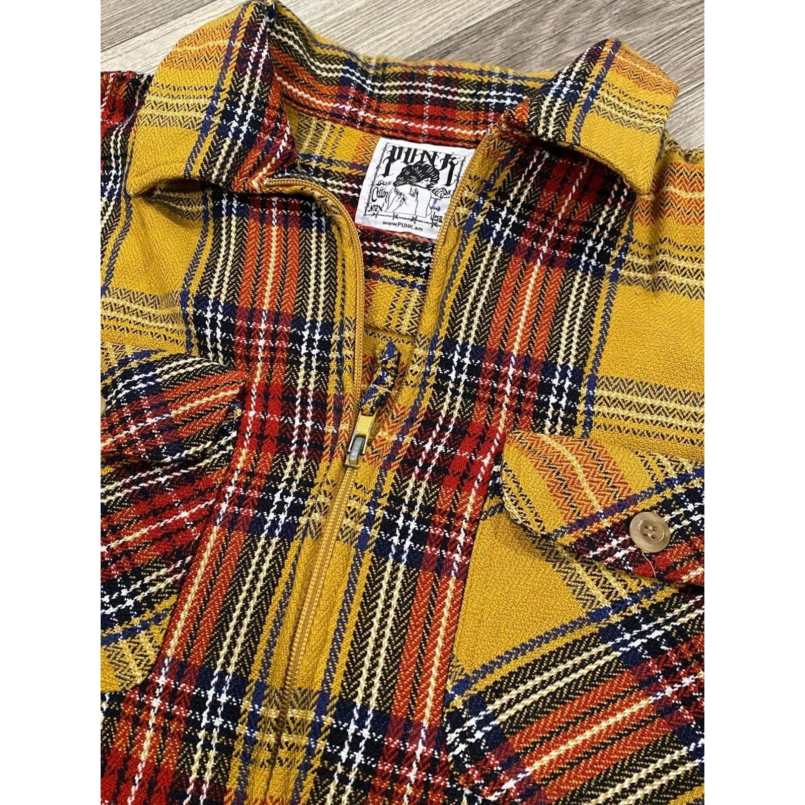 Other PUNK LA Anarchy Yellow Plaid Flannel Y2K Metal Shirt sz L Size US L / EU 52-54 / 3 - 7 Thumbnail