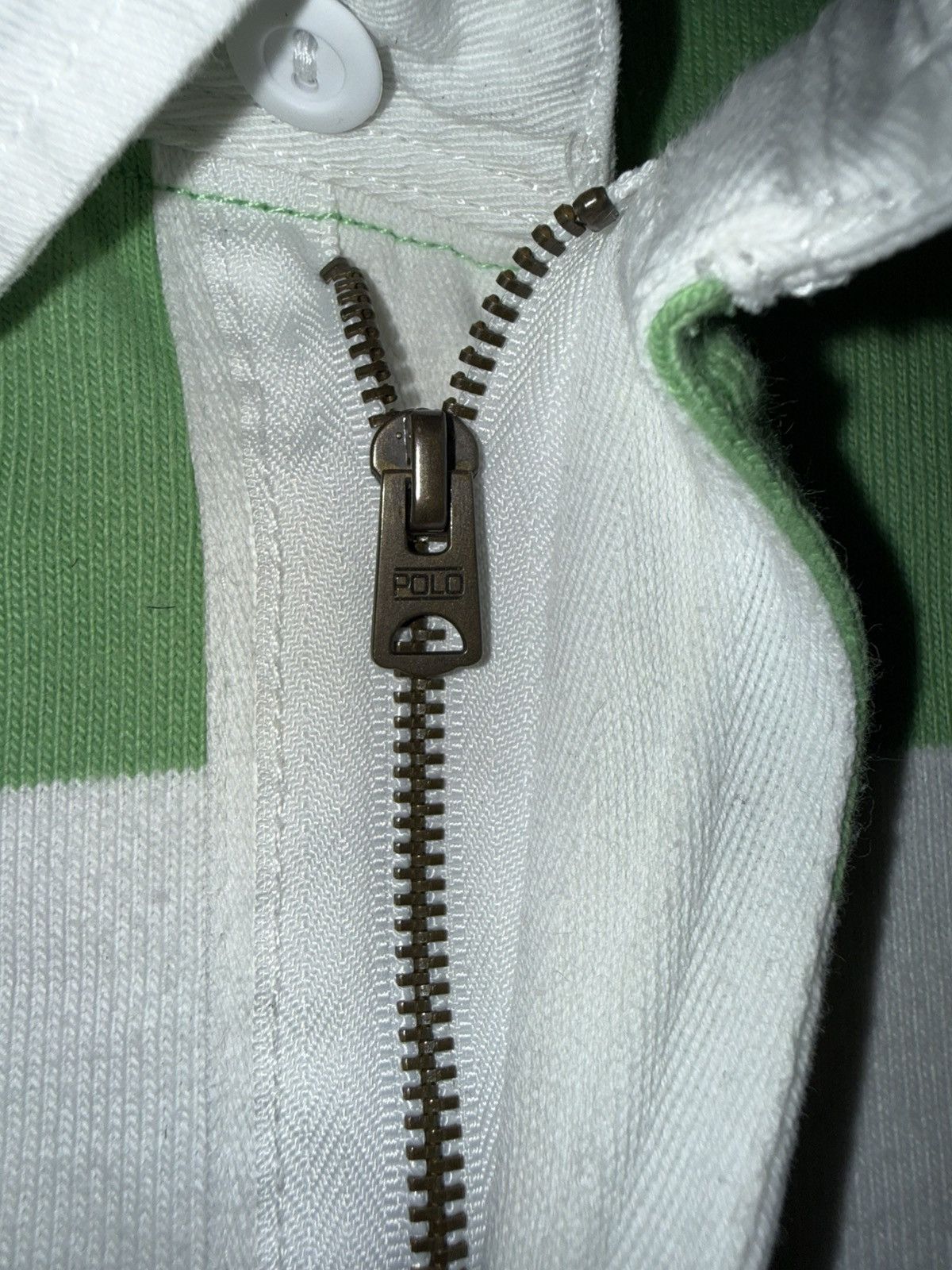 Polo Ralph Lauren Vintage Polo Ralph Lauren Rugby Shirt L Green Stripe Zip Up Size US L / EU 52-54 / 3 - 4 Thumbnail