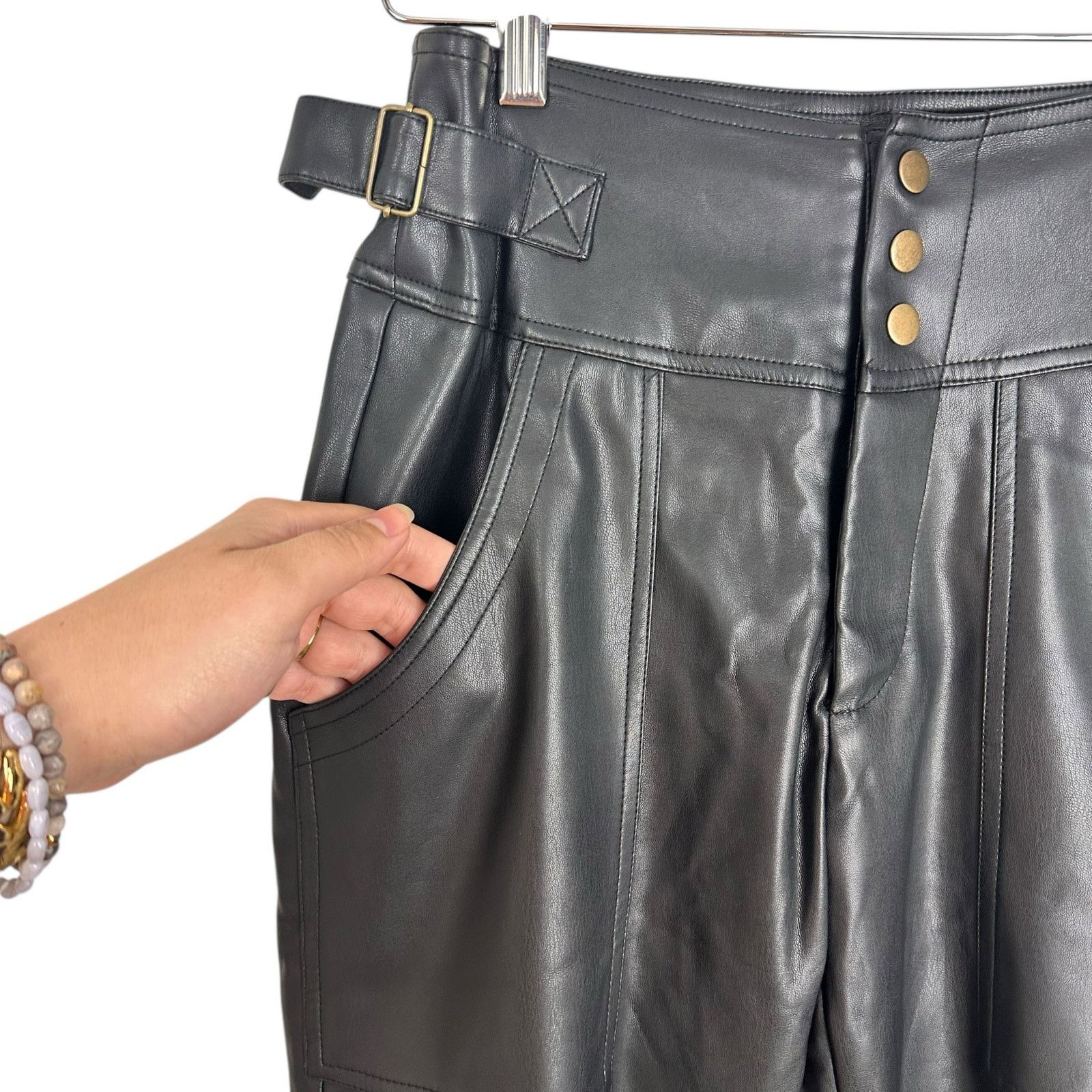 Young Fabulous & Broke Young Fabulous & Broke Faux Black Leather Trousers Sz XS Size 27" / US 4 / IT 40 - 8 Thumbnail