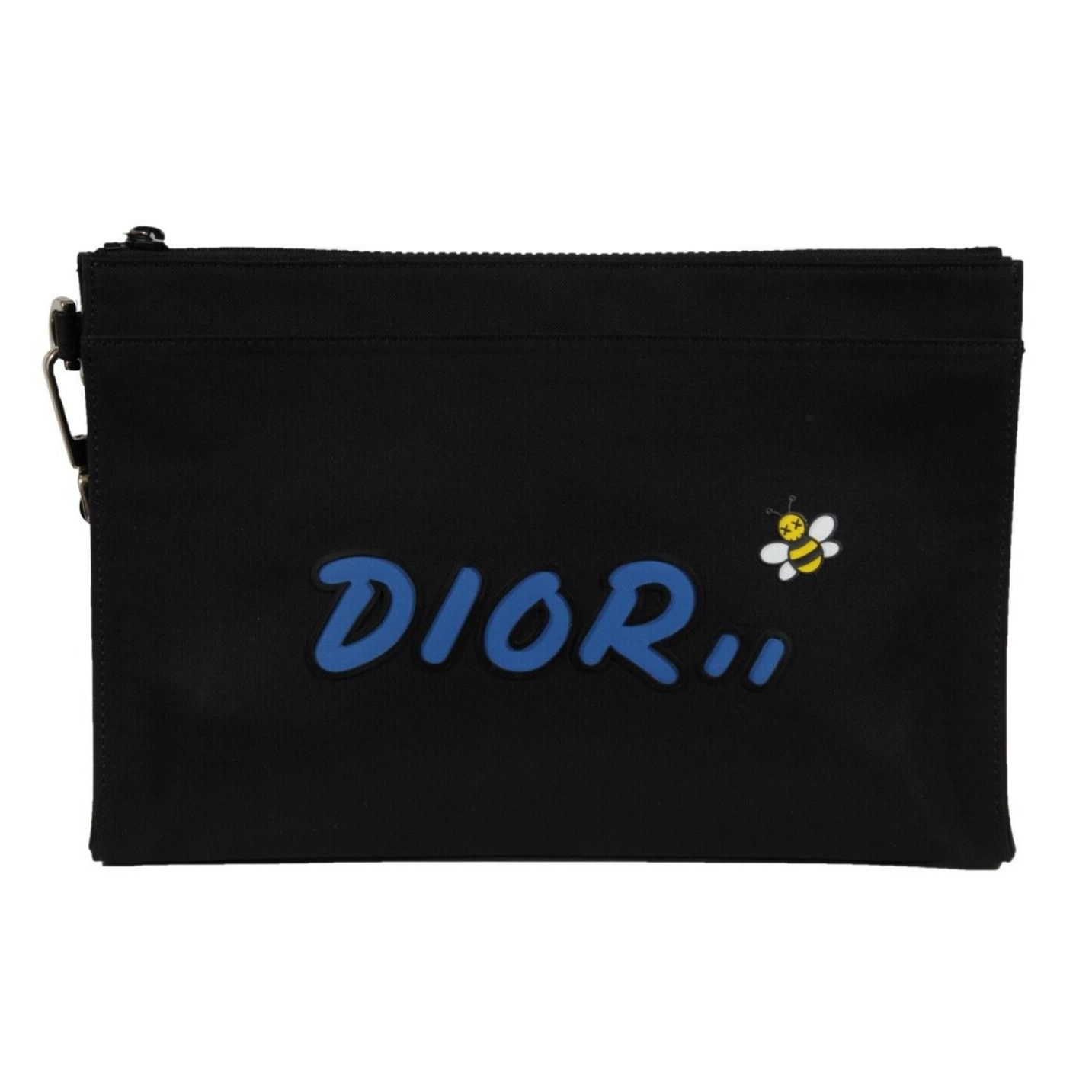 Dior x Kaws Wristlet Bee Logo Pouch Black Blue Clutch Bag Messenger, Men's