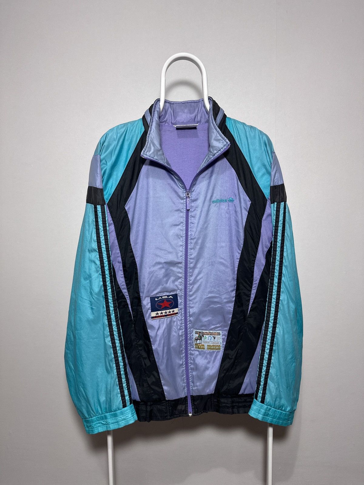 Adidas Vintage Adidas Nylon Zip Track Jacket USA Size US L / EU 52-54 / 3 - 1 Thumbnail
