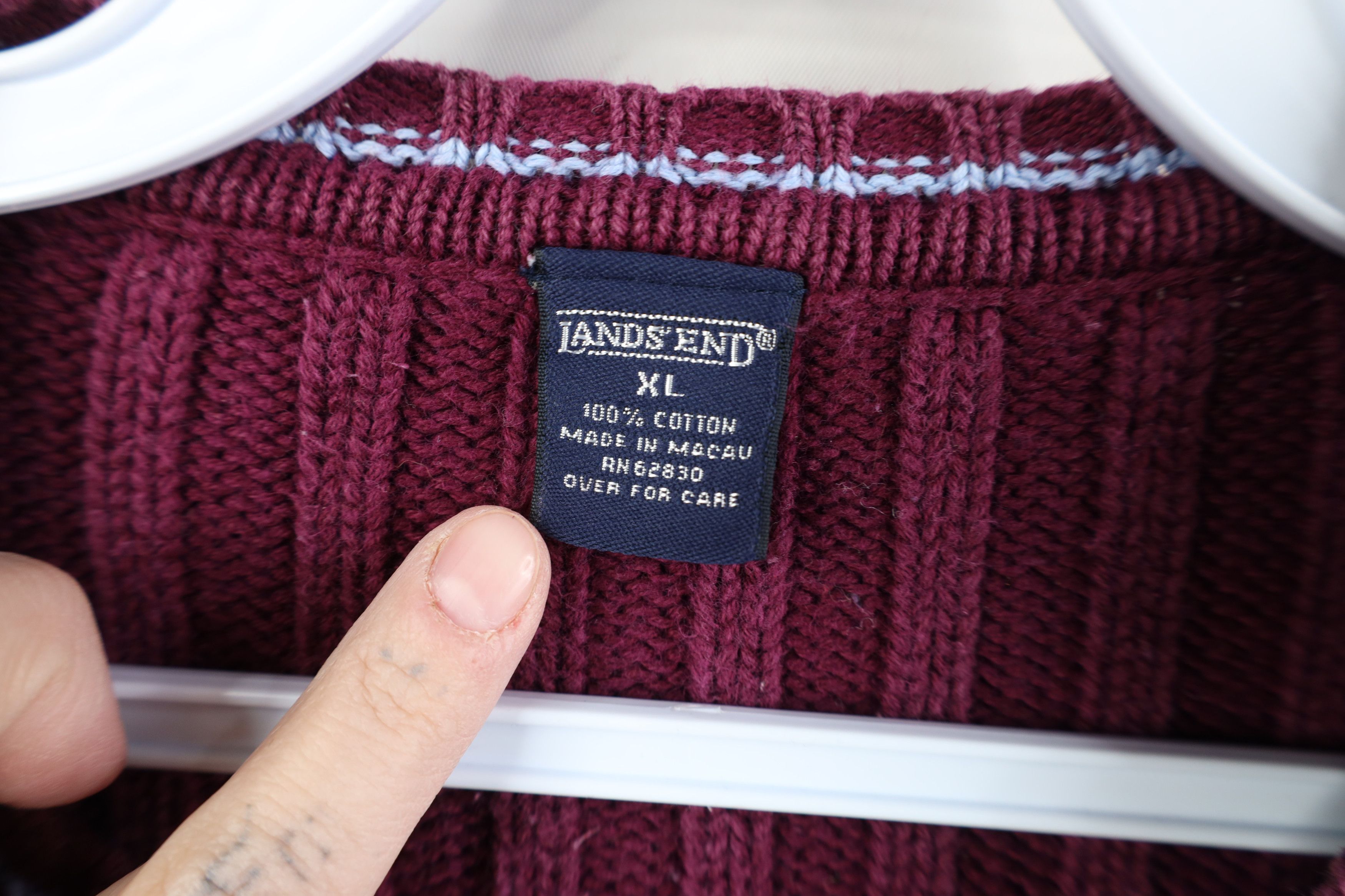 Lands' End Vintage 90s Lands End Heavyweight Cotton Ribbed Knit Sweater Size XL / US 12-14 / IT 48-50 - 7 Thumbnail