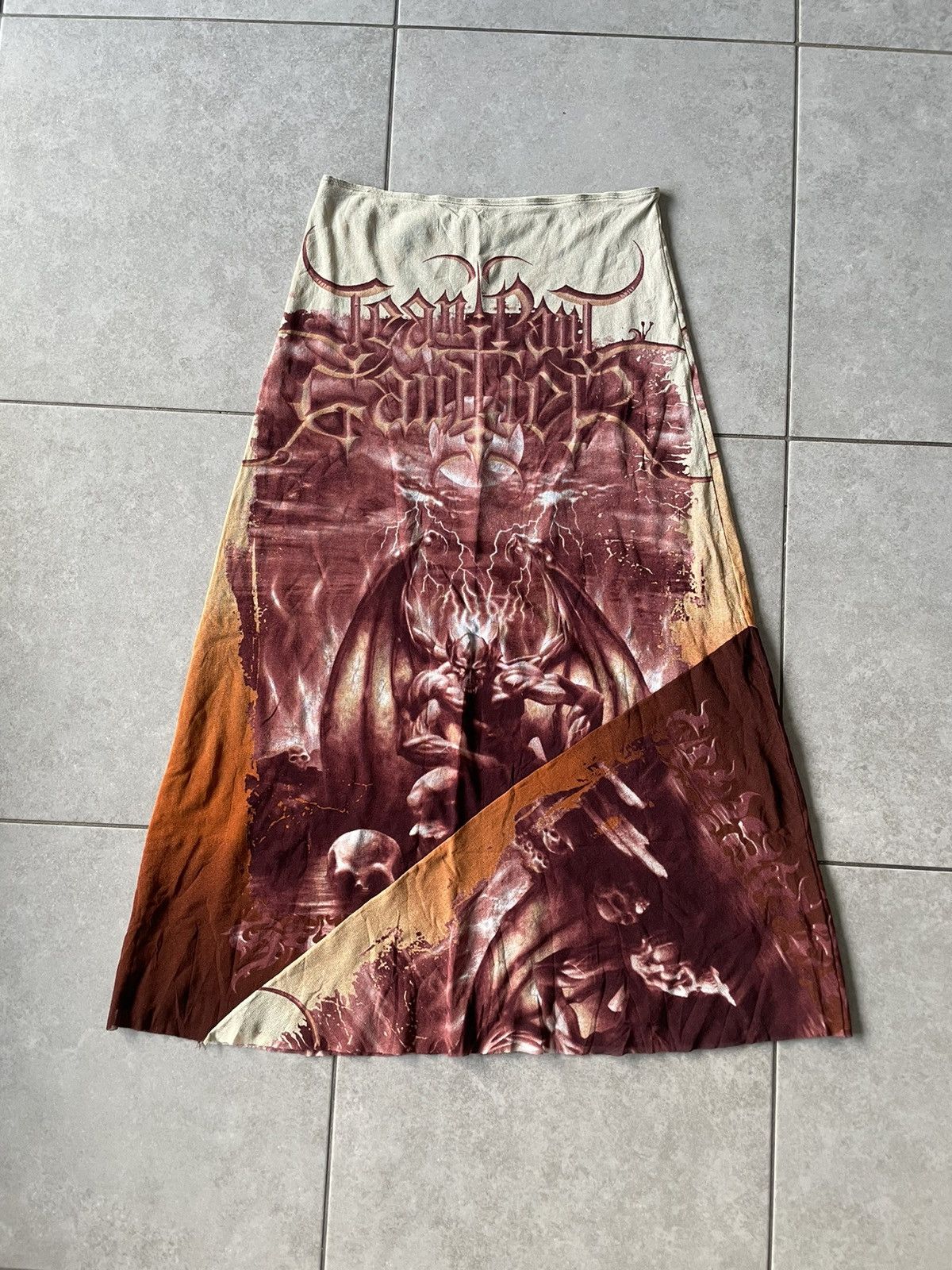 image of Sample Jean Paul Gaultier Ss01 Satan Patchwork Maxi Skirt in Red, Women's (Size 32)