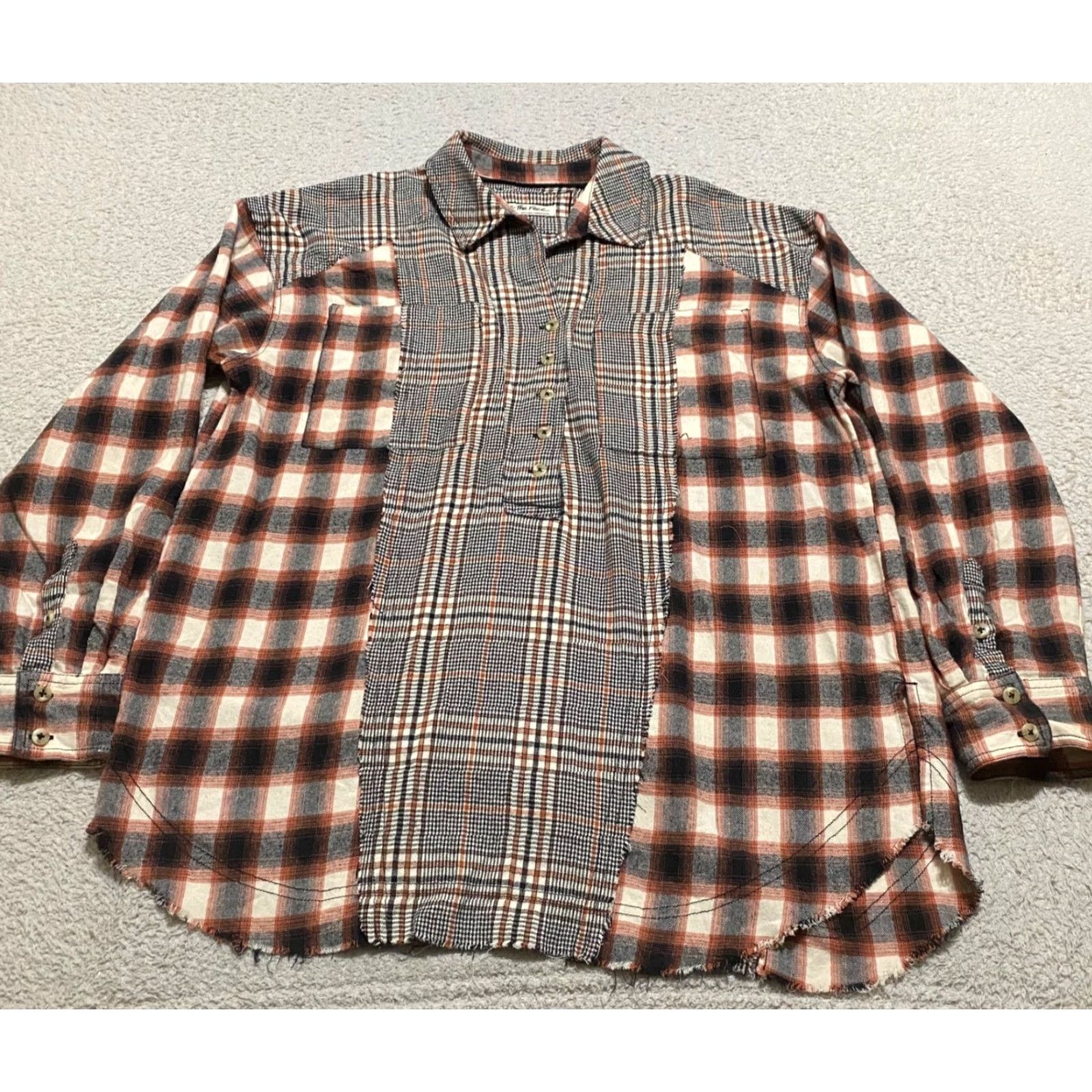 Free People Free People Womens Small Shirt Multicolor Wildfire Plaid Tunic Popover Oversize Size S / US 4 / IT 40 - 2 Thumbnail