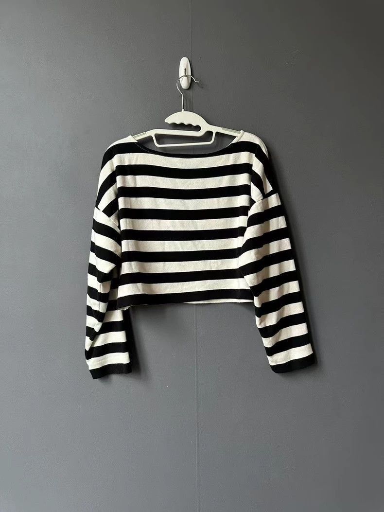 Celine Celine Striped Long Sleeve Embroidered Top Size US S / EU 44-46 / 1 - 2 Thumbnail