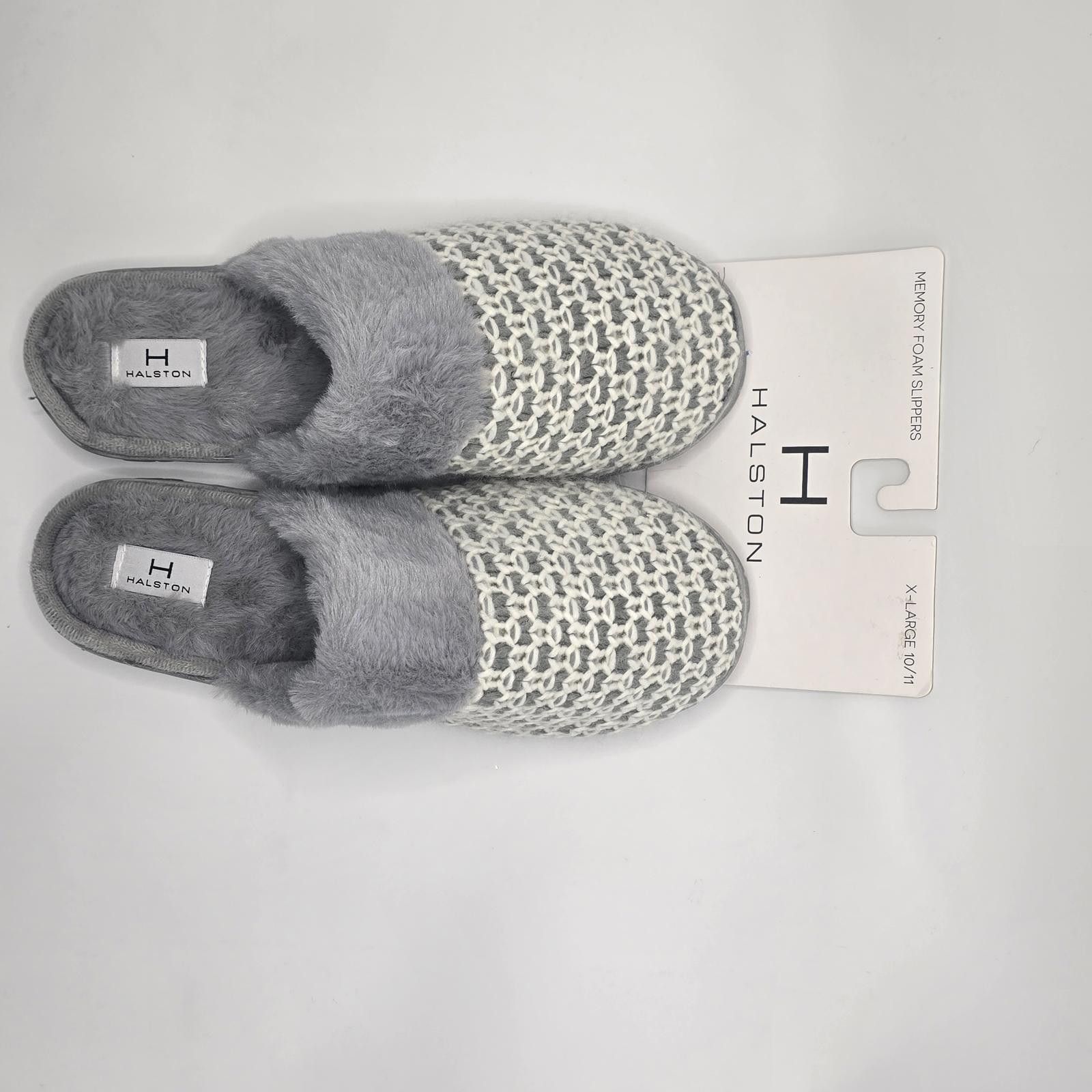 Halston III Halston Cozy Memory Foam Slippers - Grey & White Size US 7.5 / IT 37.5 - 3 Thumbnail