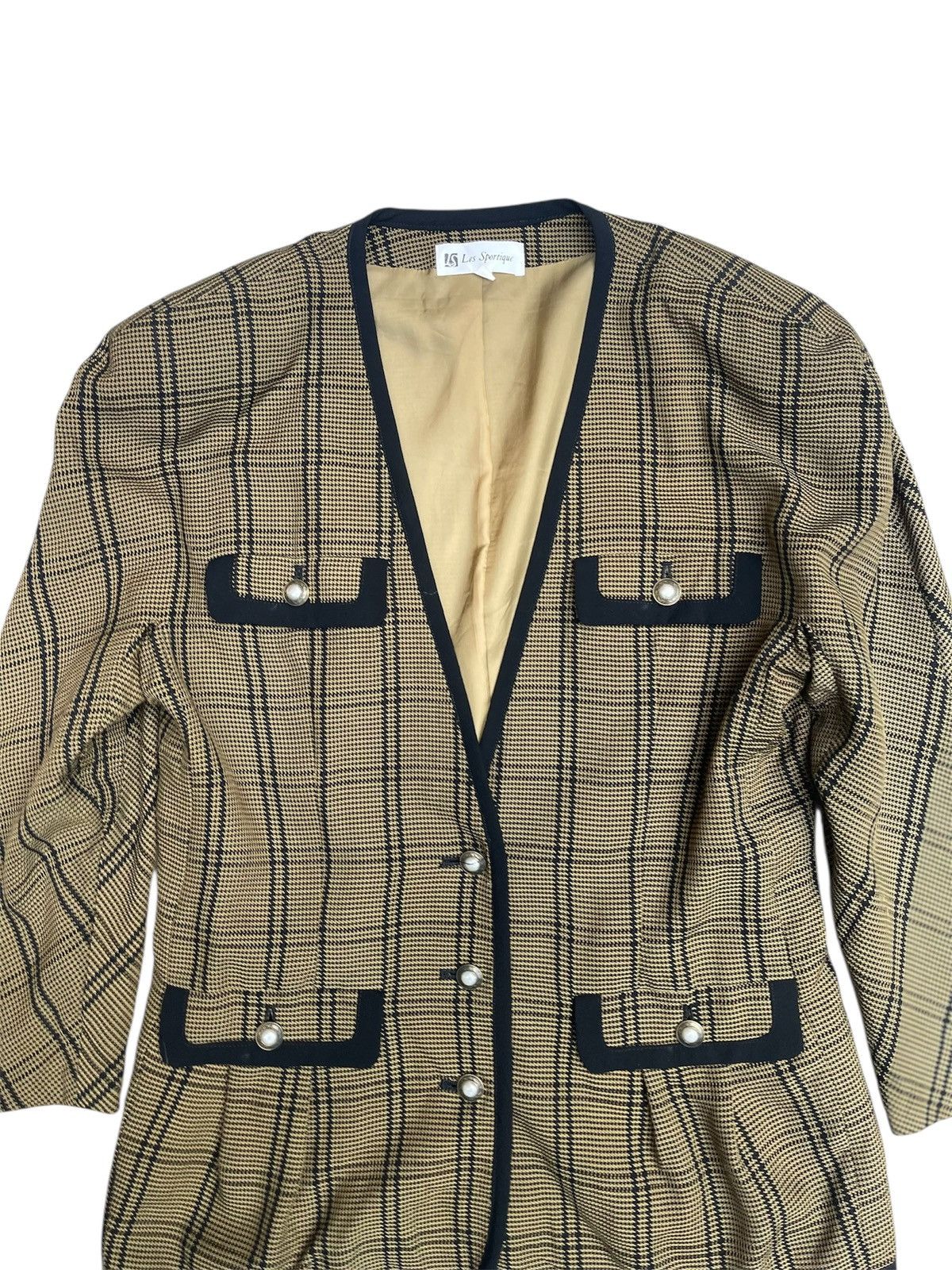 Designer Les Sportique Vintage Checkered Jacket – Pearl Button Size S / US 4 / IT 40 - 4 Thumbnail