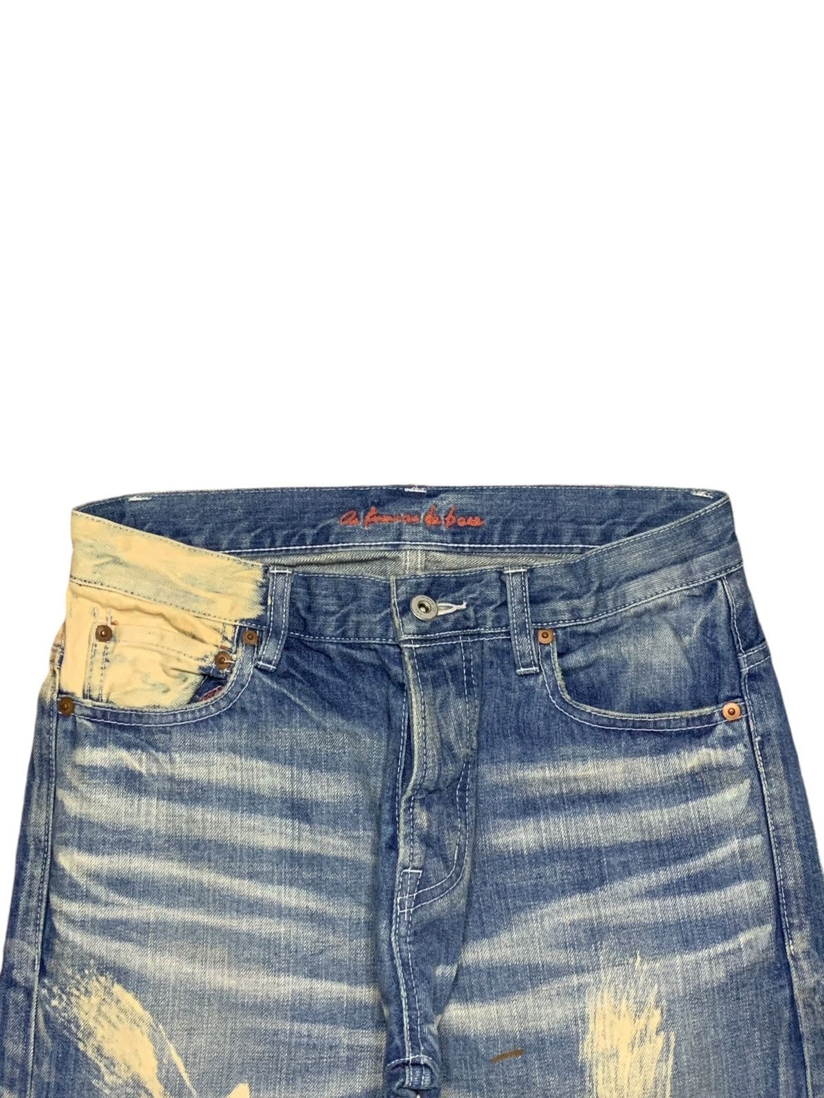 Japanese Brand Vintage Japanese Brand Buttonfly Rusty Acid Wash Loose Jeans Size US 29 - 4 Thumbnail