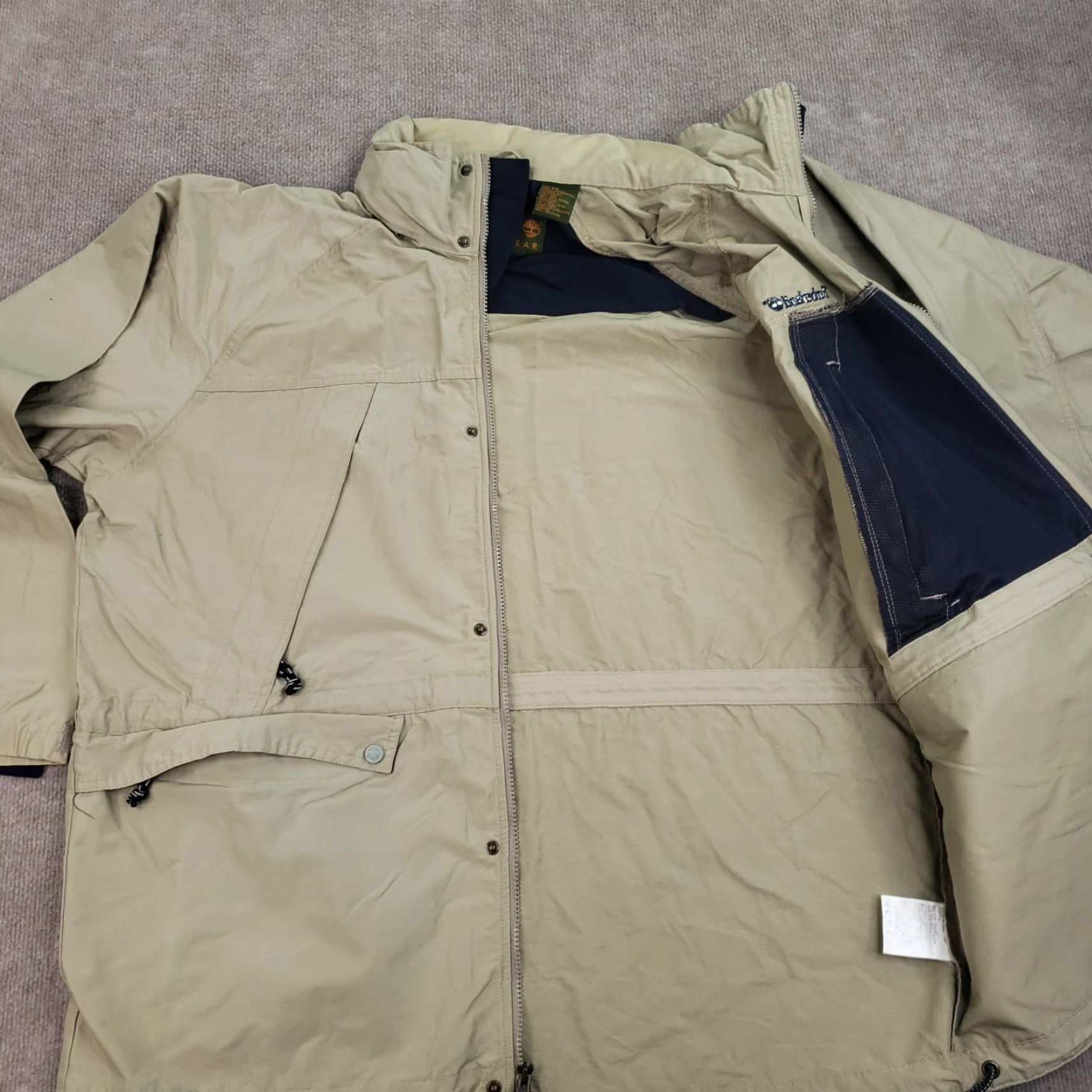 Timberland Timberland Water Resistant Full Zip Jacket Mens XL Beige Mid-Length Hooded Walking Size US XL / EU 56 / 4 - 6 Thumbnail