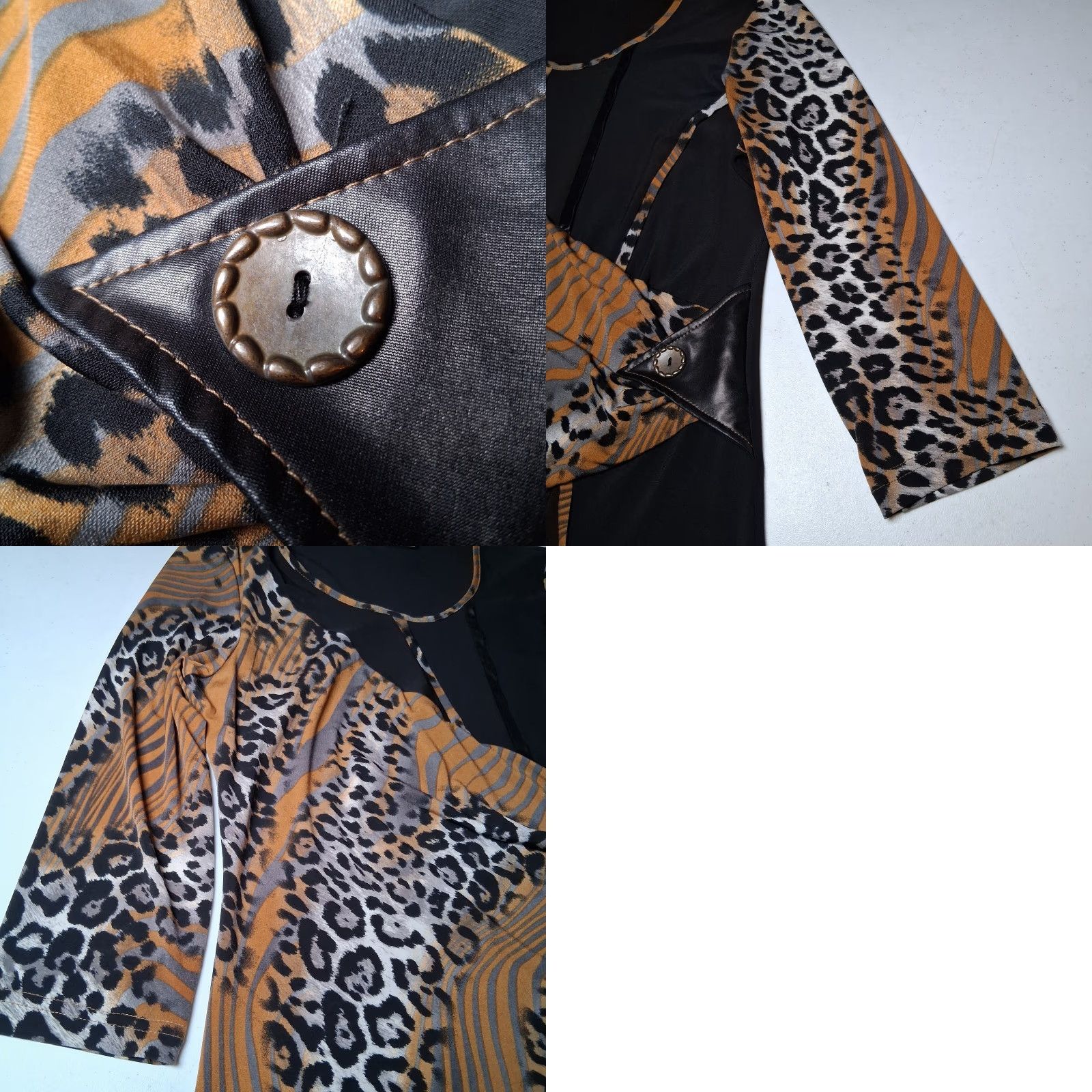 Vintage VINTAGE Bali Shirt Women L Cat Zebra Print Black Long Sleeve Eccentric Artsy Tunic Size L / US 10 / IT 46 - 9 Thumbnail