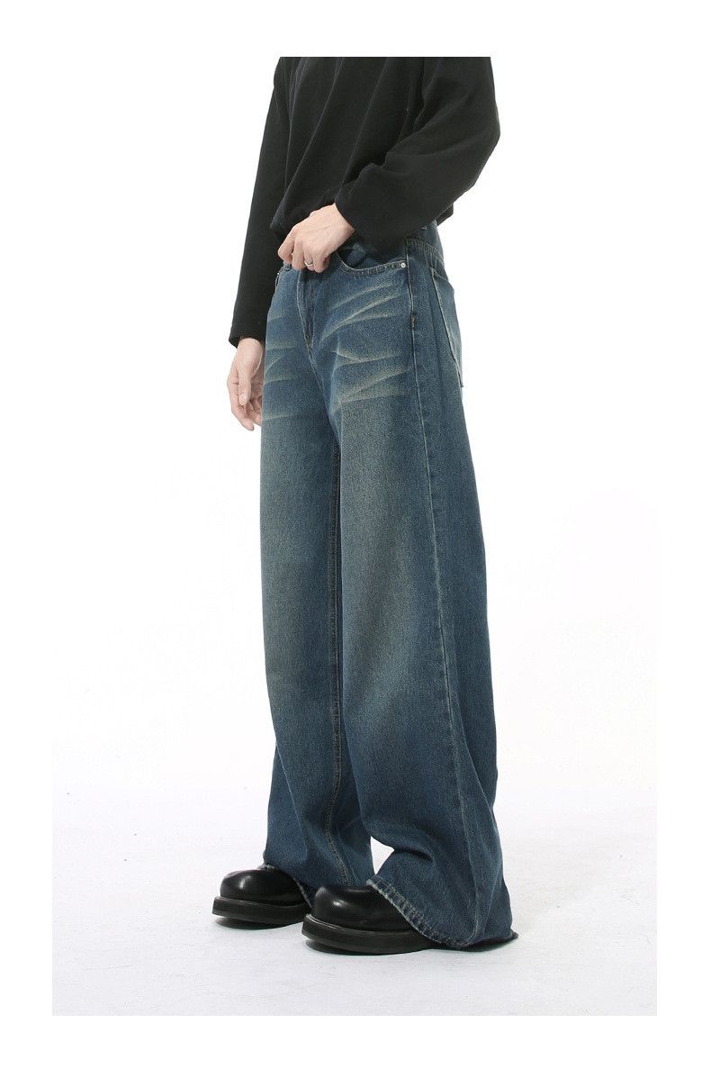 Japanese Brand × Jean American washed distressed wide-leg straight-leg jeans Size US 34 / EU 50 - 5 Thumbnail