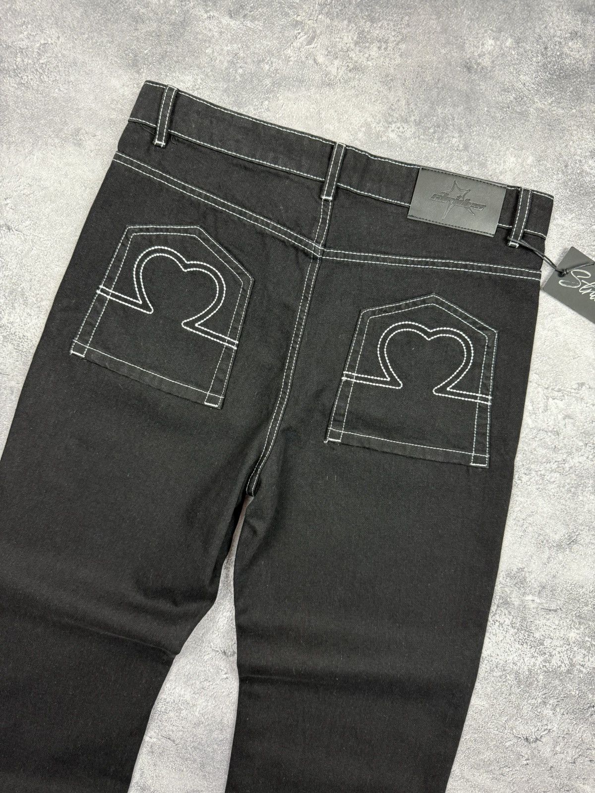 Japanese Brand Strides Baggy Jeans Denim Pants Black Y2K Skater Streetwear Size US 32 / EU 48 - 22 Thumbnail