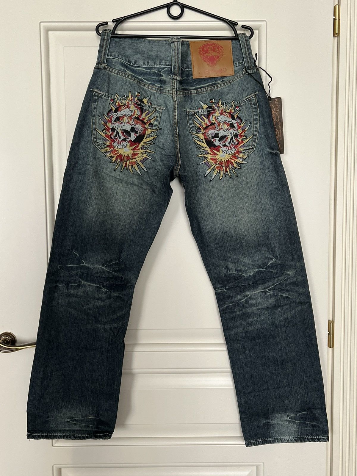 Ed Hardy by Christian Audigier Distressed Button online Fly Jeans 32x32