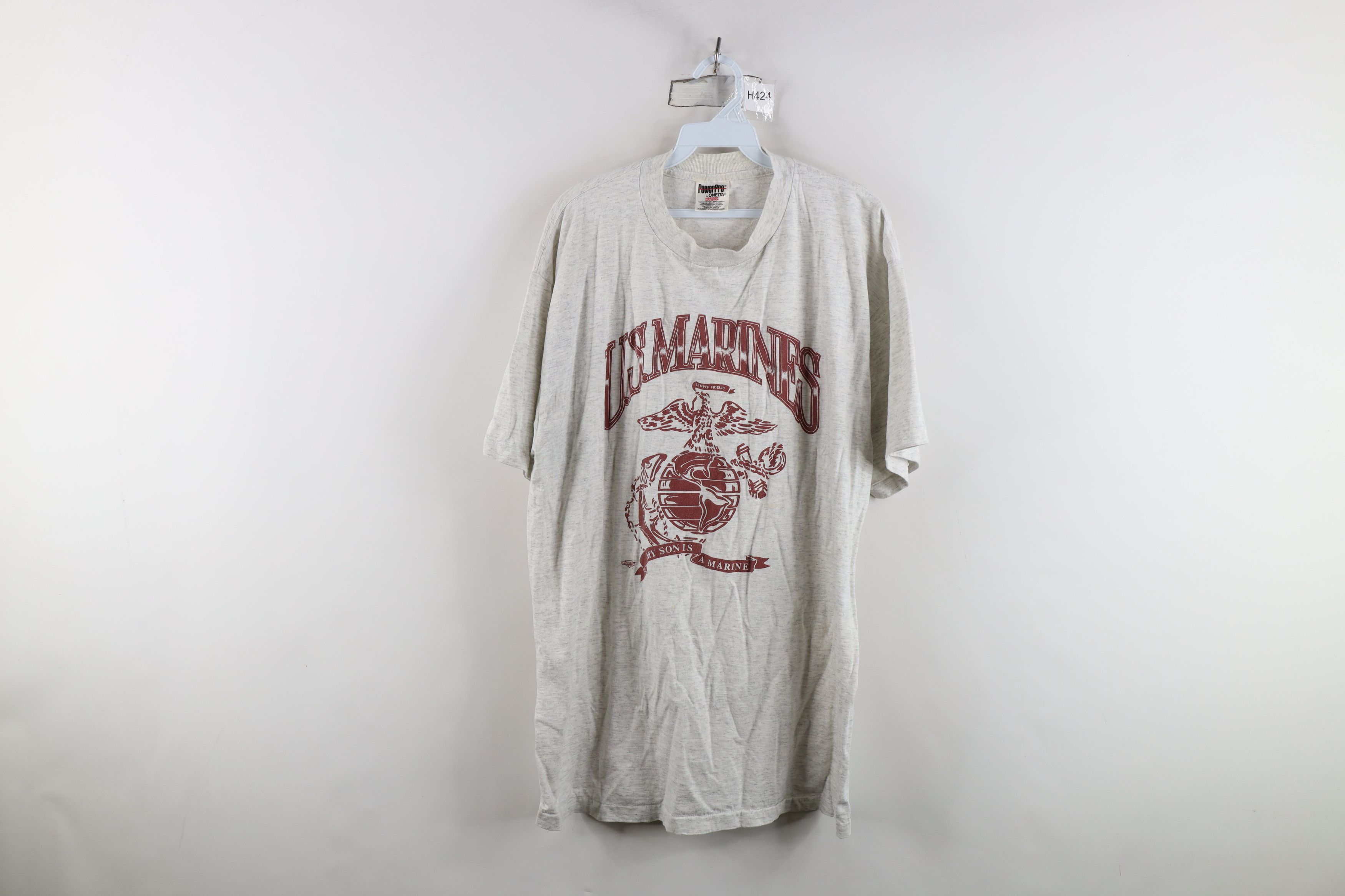 Vintage Vintage 90s USMC My Son Is A Marine T-Shirt Heather Gray Size US XL / EU 56 / 4 - 1 Thumbnail
