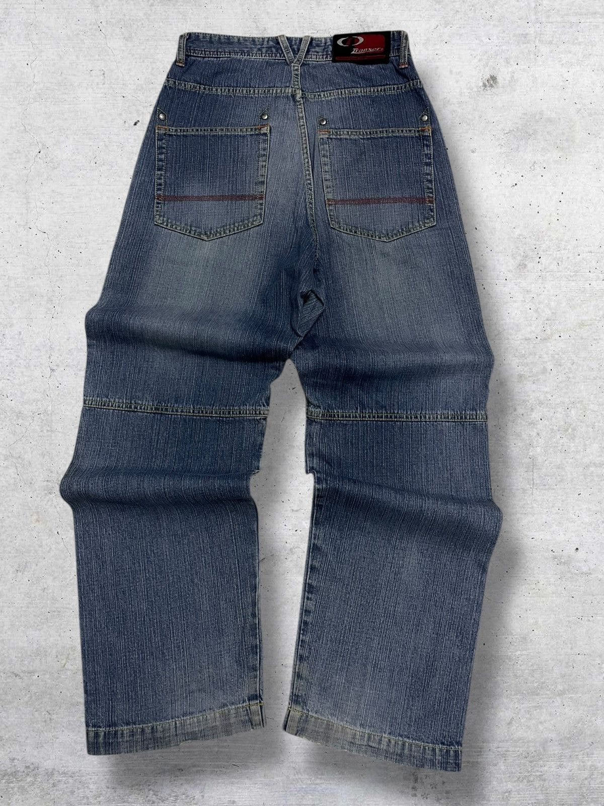 Japanese Brand VINTATE TRANSER Y2K JAPAN DESIGNER BAGGY DOUBLE KNEE DENIM Size US 28 / EU 44 - 8 Thumbnail