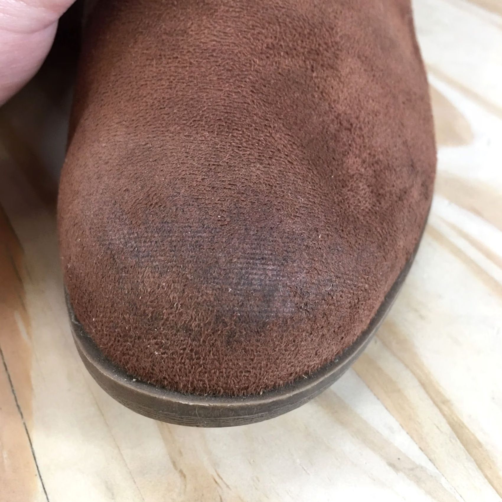 Vintage Arizona Jean Co Boots Womens 10M Ankle Bootie Brown Faux Leather Side Zip Casual Shoes Size 32" / US 10 / IT 46 - 4 Thumbnail