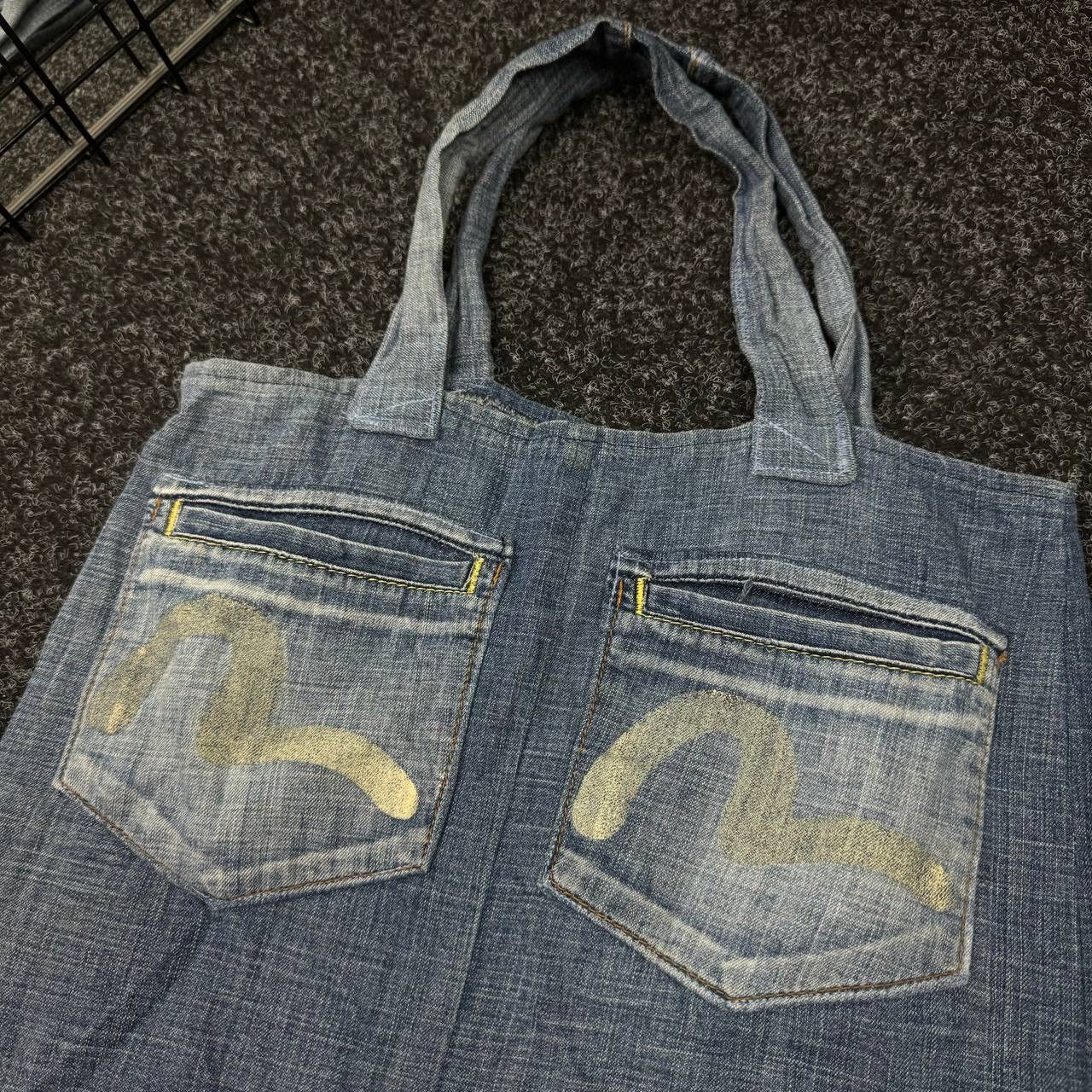 Japanese Brand Vintage Y2k Style Evisu Japanese Crossbody Shoppers Denim 90 Size ONE SIZE - 3 Thumbnail