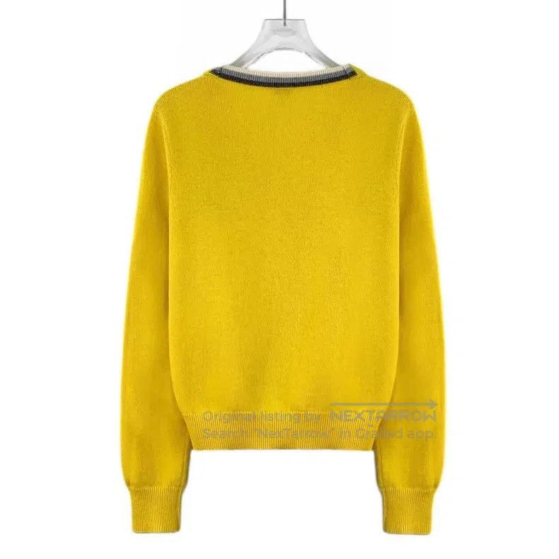 Loewe Loewe Yellow logo embroidered wool V-neck single-breasted Size M / US 6-8 / IT 42-44 - 2 Thumbnail