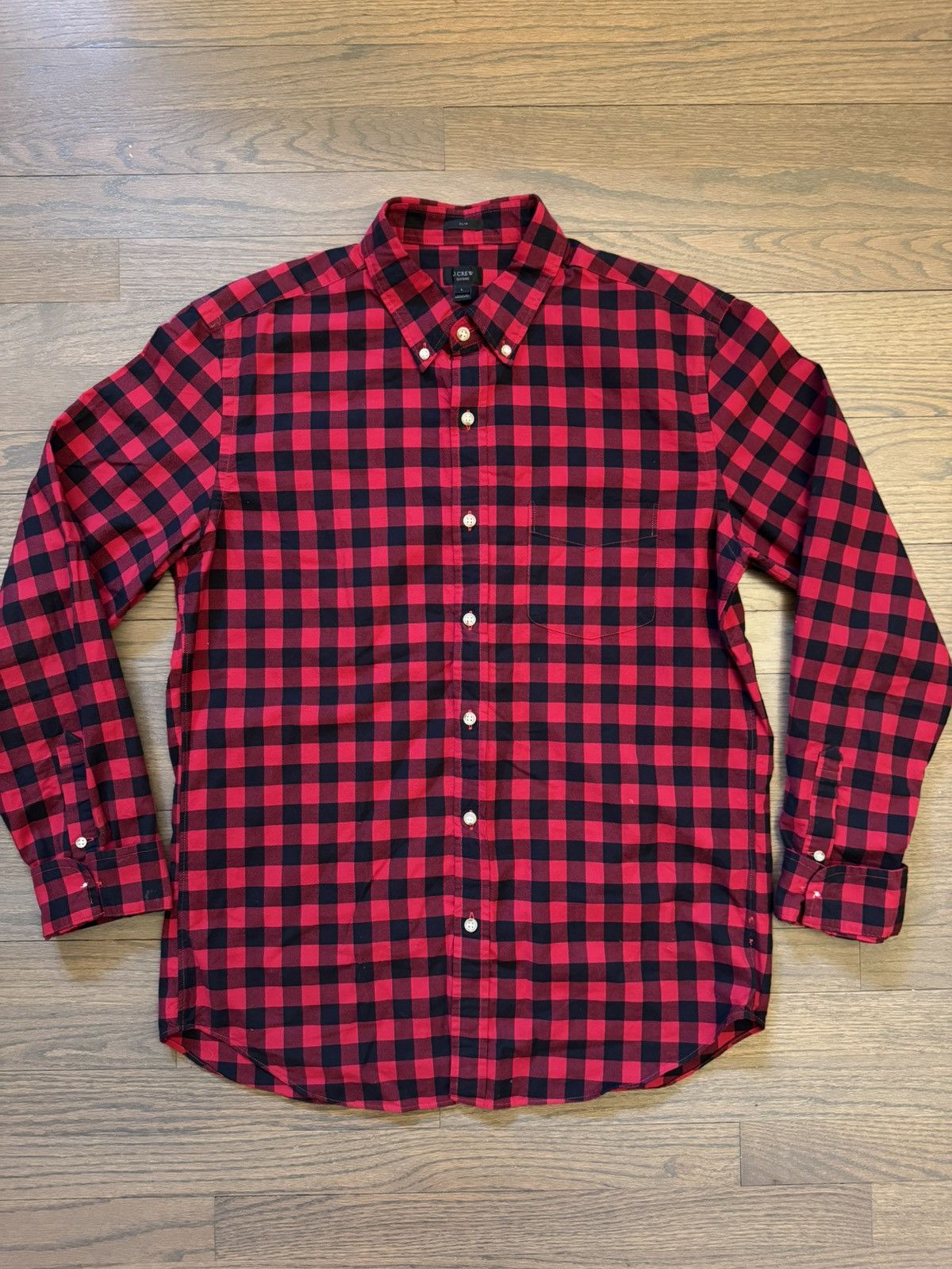 J.Crew J. Crew Red & Black Plaid Shirt Size US L / EU 52-54 / 3 - 1 Thumbnail