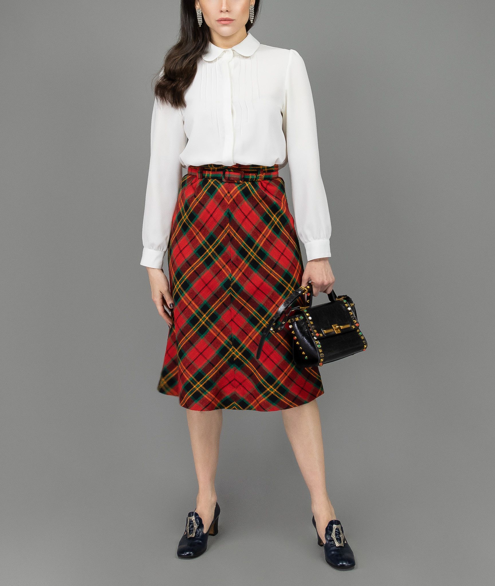 Vintage VintageTartan Plaid High Waisted A Line Midi Skirt Small Size 24" / US 00 / IT 34 - 1 Thumbnail