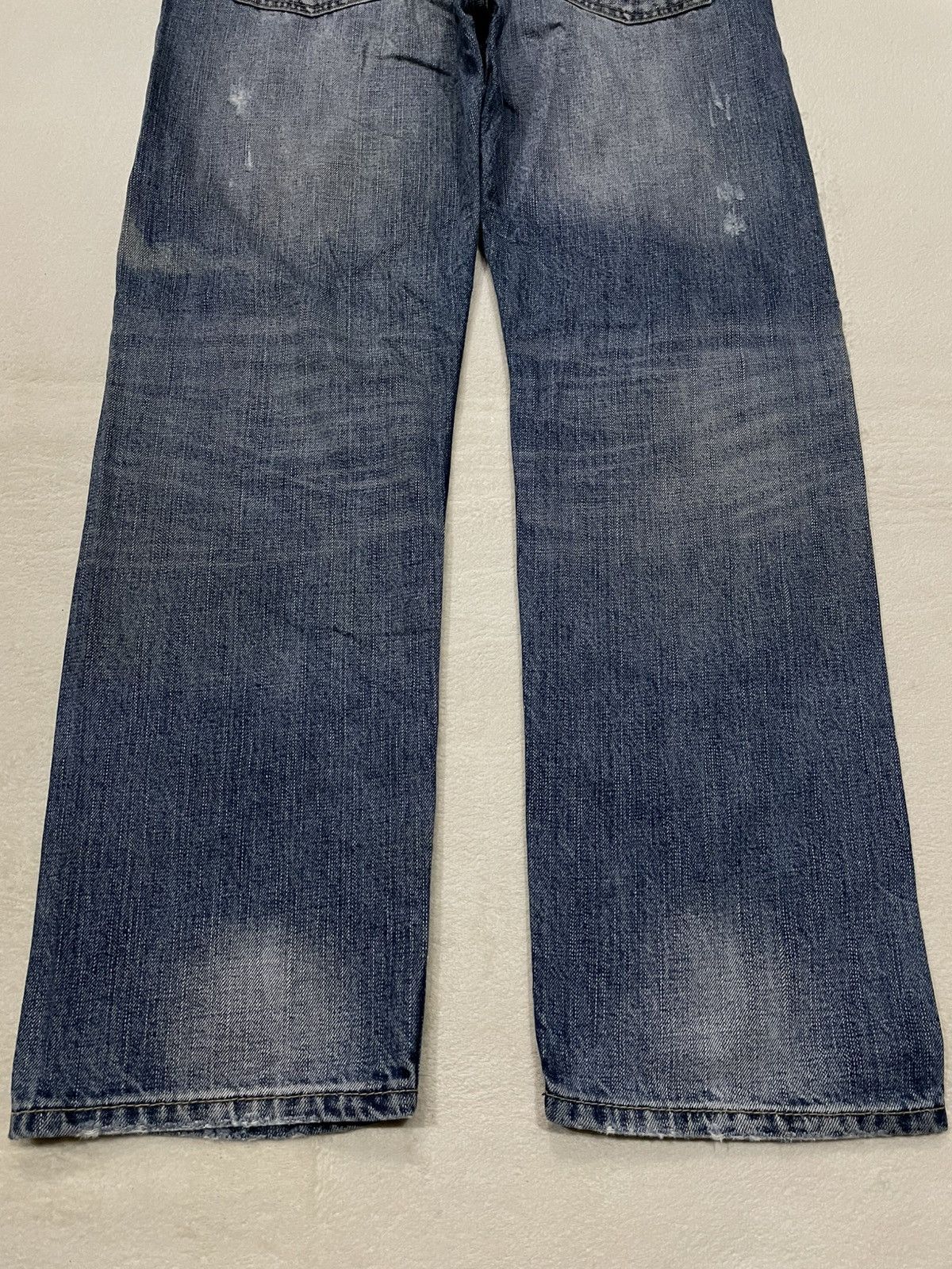 Japanese Brand Vintage Theoria faded distressed straight cut denim jeans Size US 33 - 13 Thumbnail