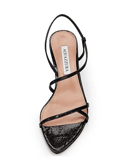 Aquazzura os11x1225 Tease 50MM Leather Kitten Heel Sandals in Black Size US 7 / IT 37 - 4 Thumbnail