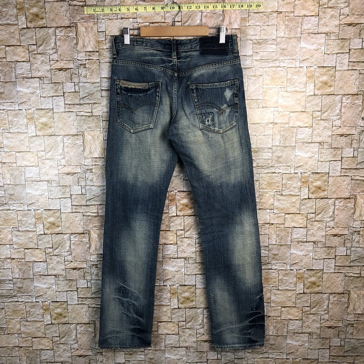 Japanese Brand Bartack Works Blue Distressed Denim Pants #A143 Size US 27 - 17 Thumbnail