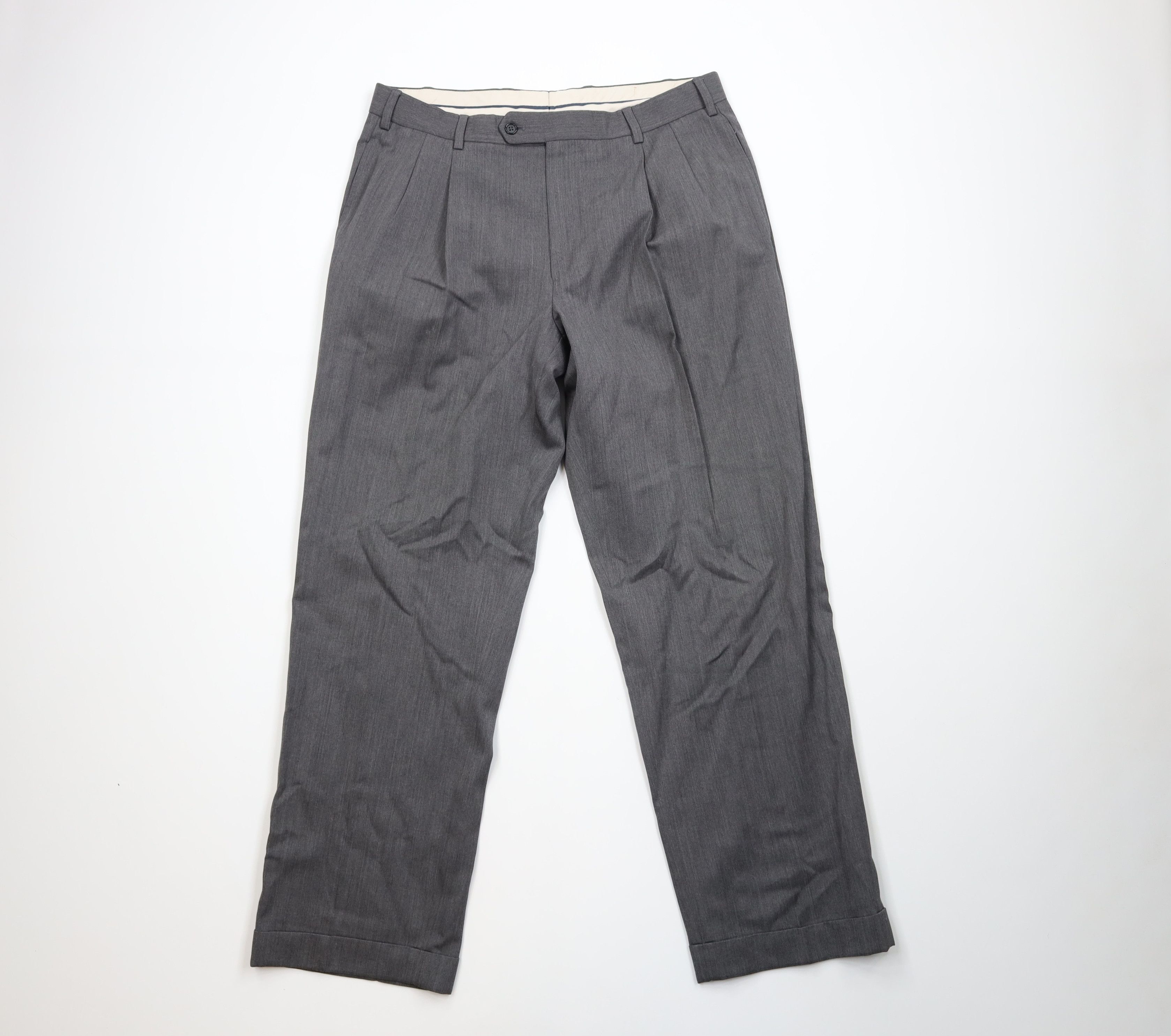 Brooks Brothers Vintage 90s Brooks Brothers Pleated Cuffed Chino Pants Size US 34 / EU 50 - 1 Thumbnail