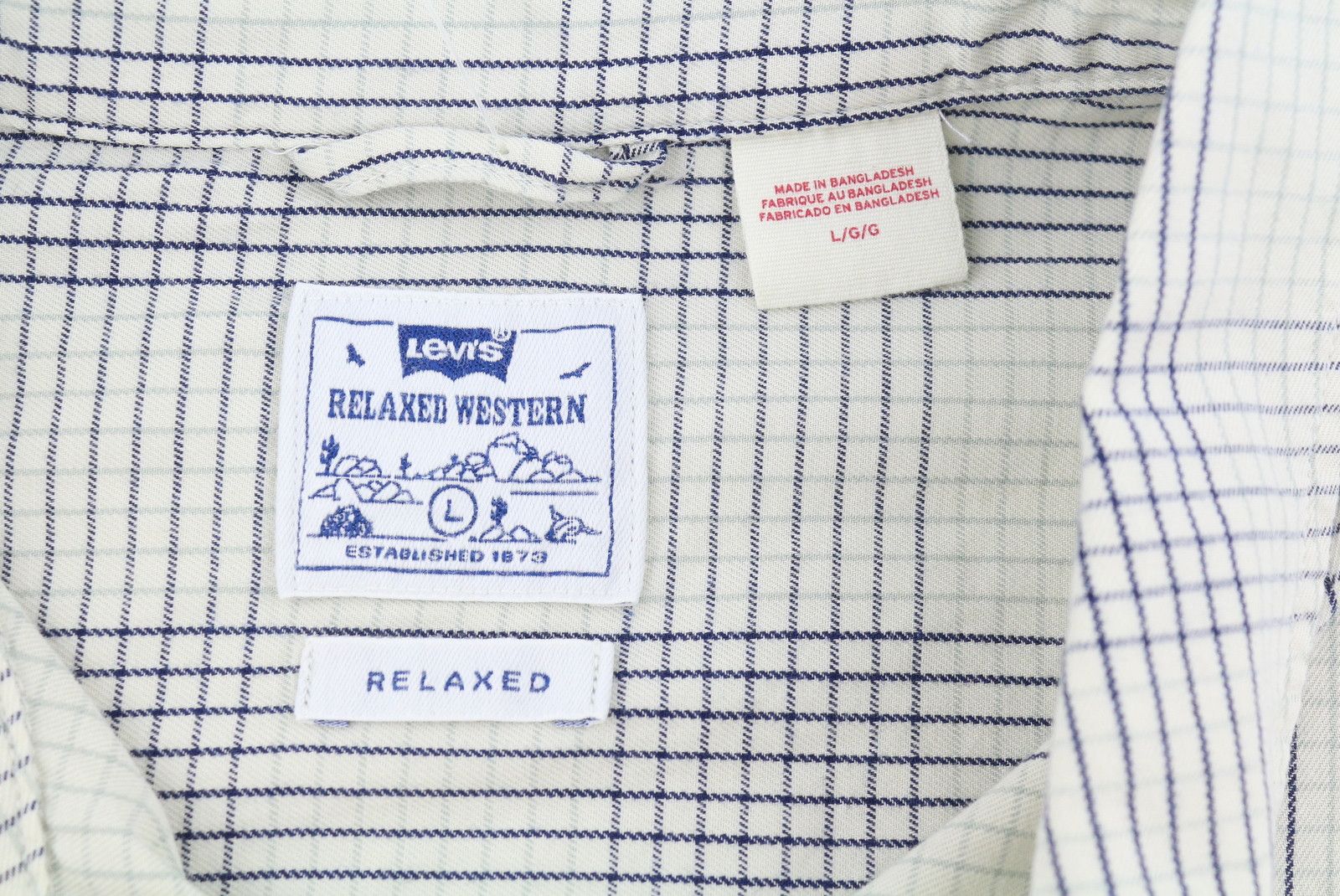 Levi's RELAXED L Grey Plaid Snap Spread Short Sleeve 87852 Size US L / EU 52-54 / 3 - 7 Thumbnail