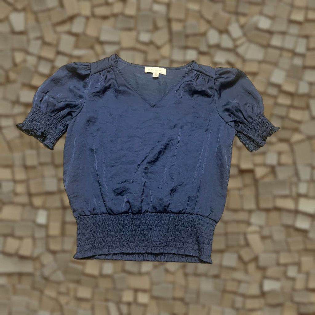 Vintage **Women's Philosophy Blouse, Size Small, Blue, Short Sleeve, V-Neck** User: **Women's Size Small Philosophy Blouse, Blue, Short Sleeve, V-Neck** Size S / US 4 / IT 40 - 1 Thumbnail