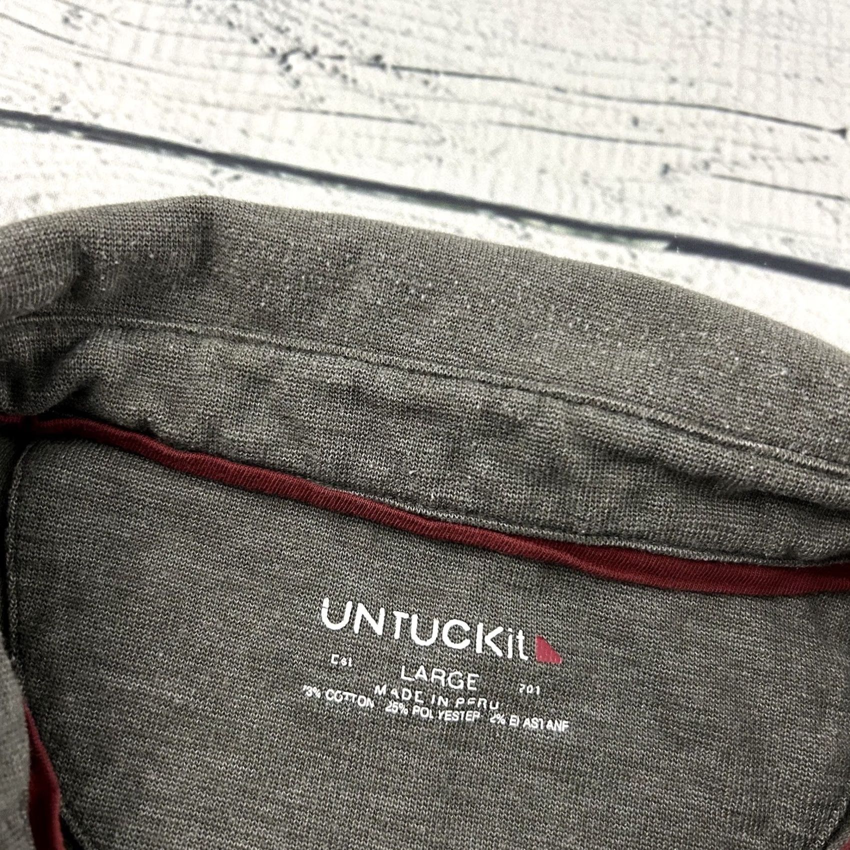 UNTUCKit UNTUCKit Matthieu Long Sleeve Button-Up Rugby Polo Shirt Men's Large Brown Size US L / EU 52-54 / 3 - 2 Thumbnail