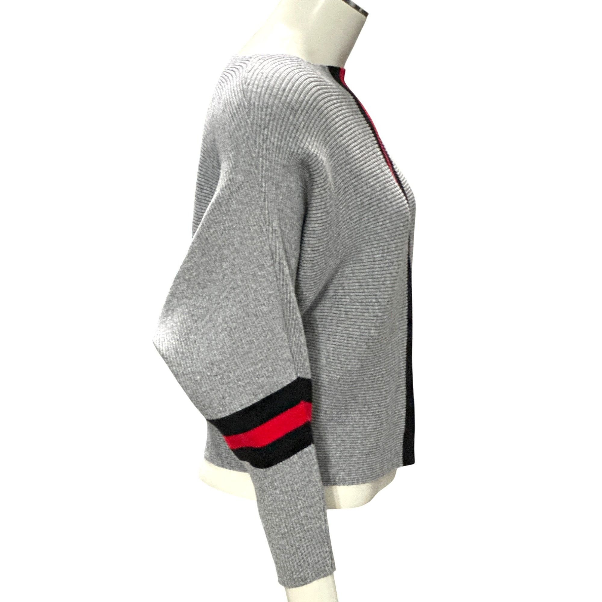 Other CCC Gray Batwing Crop Top Sweater Red Black Stripes Chic Sty Size M / US 6-8 / IT 42-44 - 5 Thumbnail