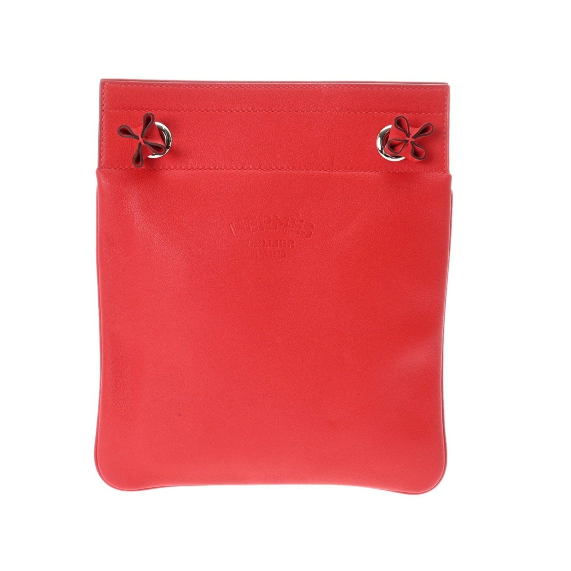 Hermes Sac Aline Mini Rouge Cou D Engraved (Around 2019) Women's Swift Shoulder Bag in Red