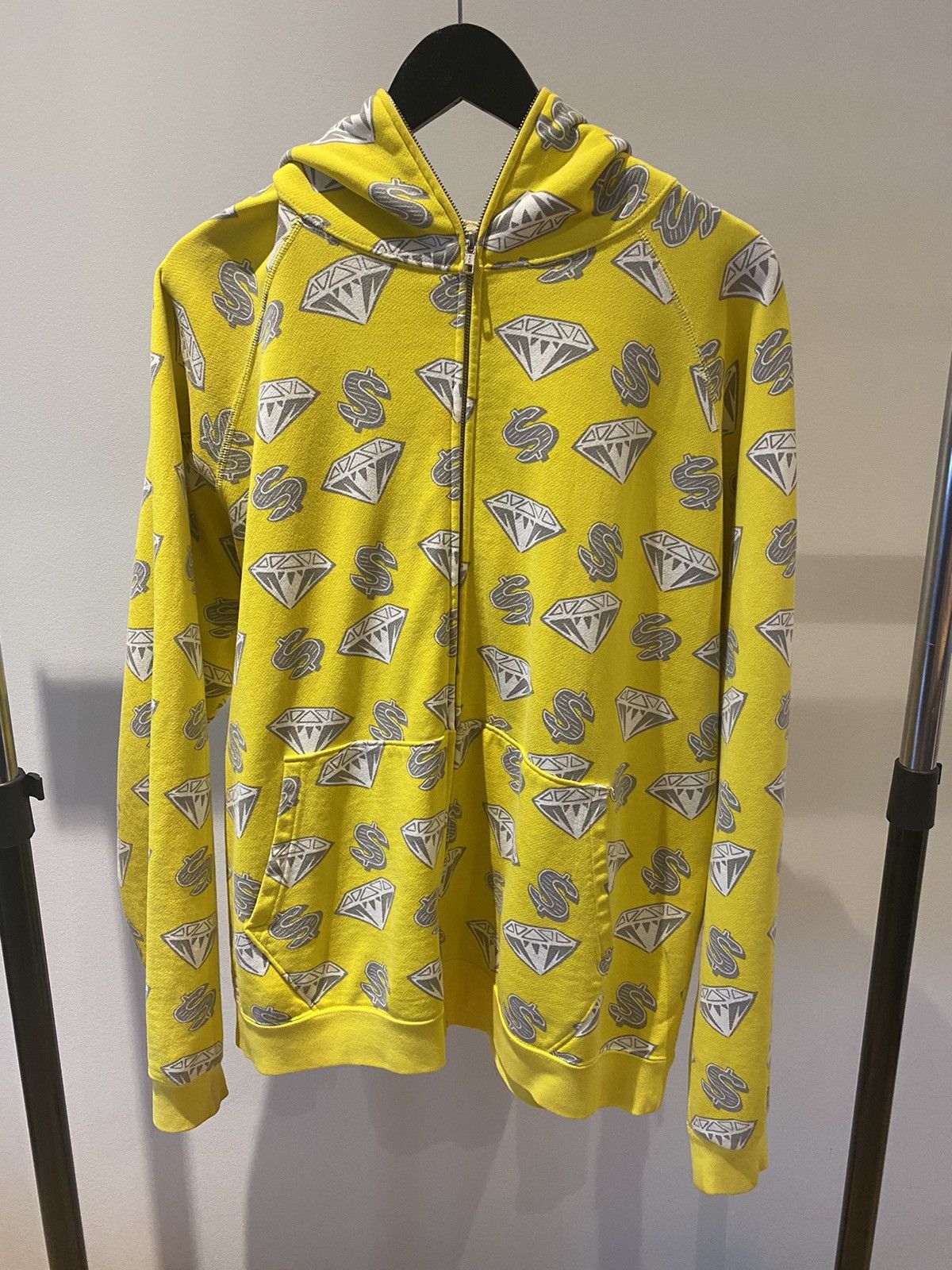 image of Billionaire Boys Club Diamonds & Dollars Full Zip Hoodie in Yellow, Men's (Size Large)