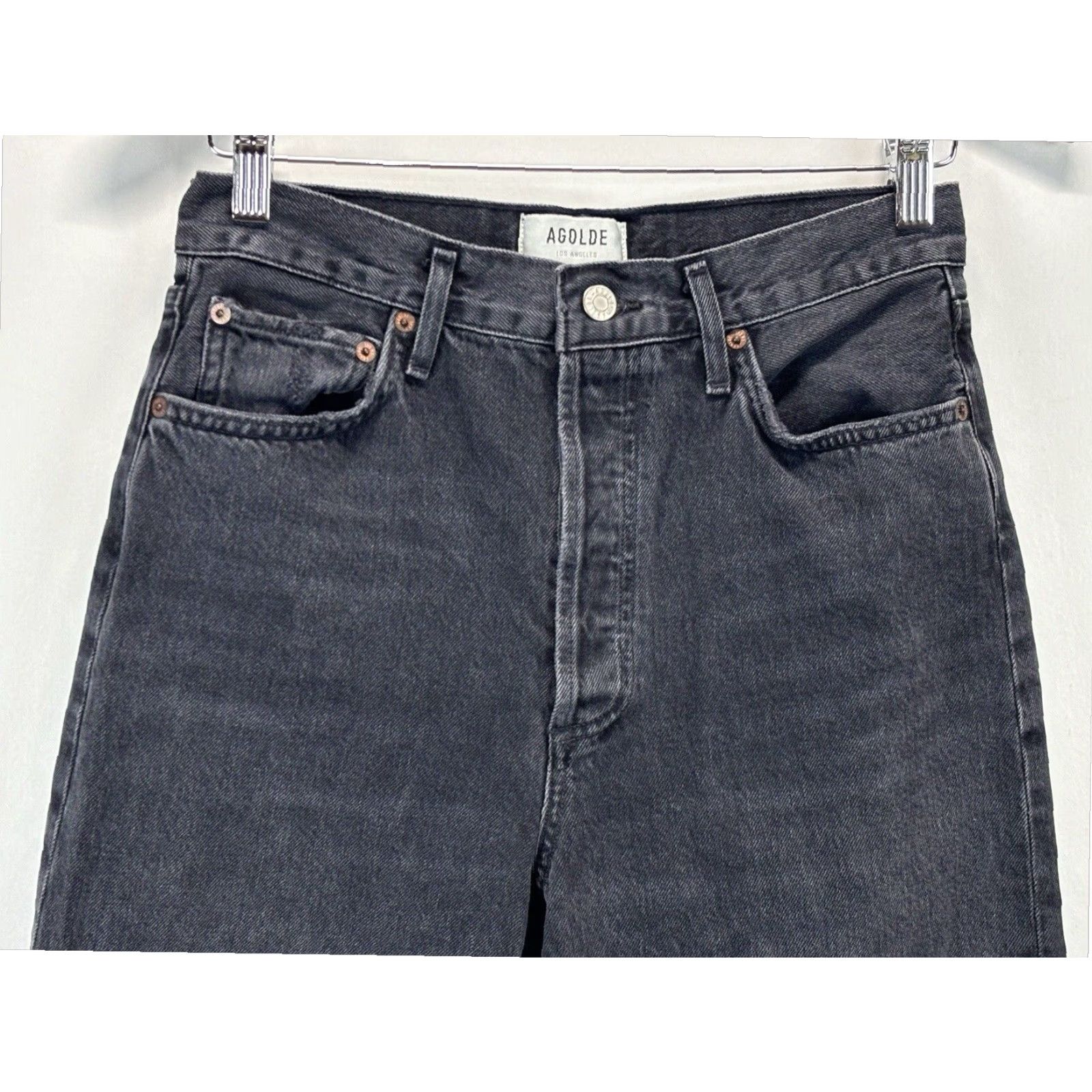 Agolde 90s AGOLDE High Waist Black Straight Stretch Denim Jeans Womens 27 Size 27" / US 4 / IT 40 - 2 Thumbnail